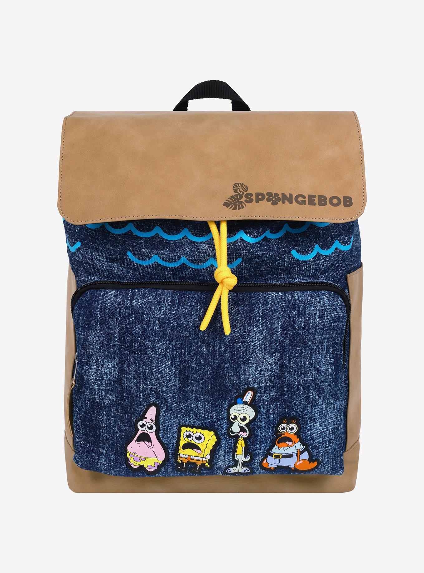 SpongeBob SquarePants Denim & Nubuck Backpack with Embroidered Patch, , hi-res