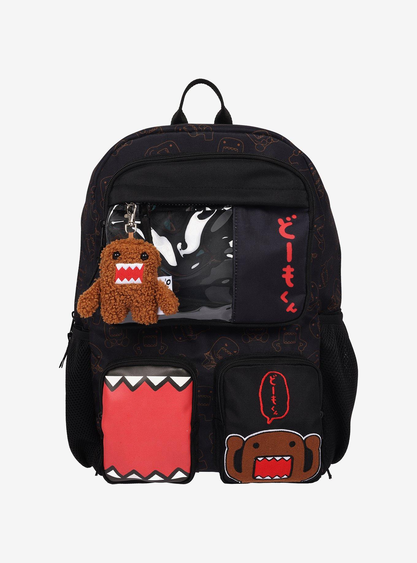 Domo Character Backpack with Clear Window Pocket & Plush Clip Keychain, , hi-res