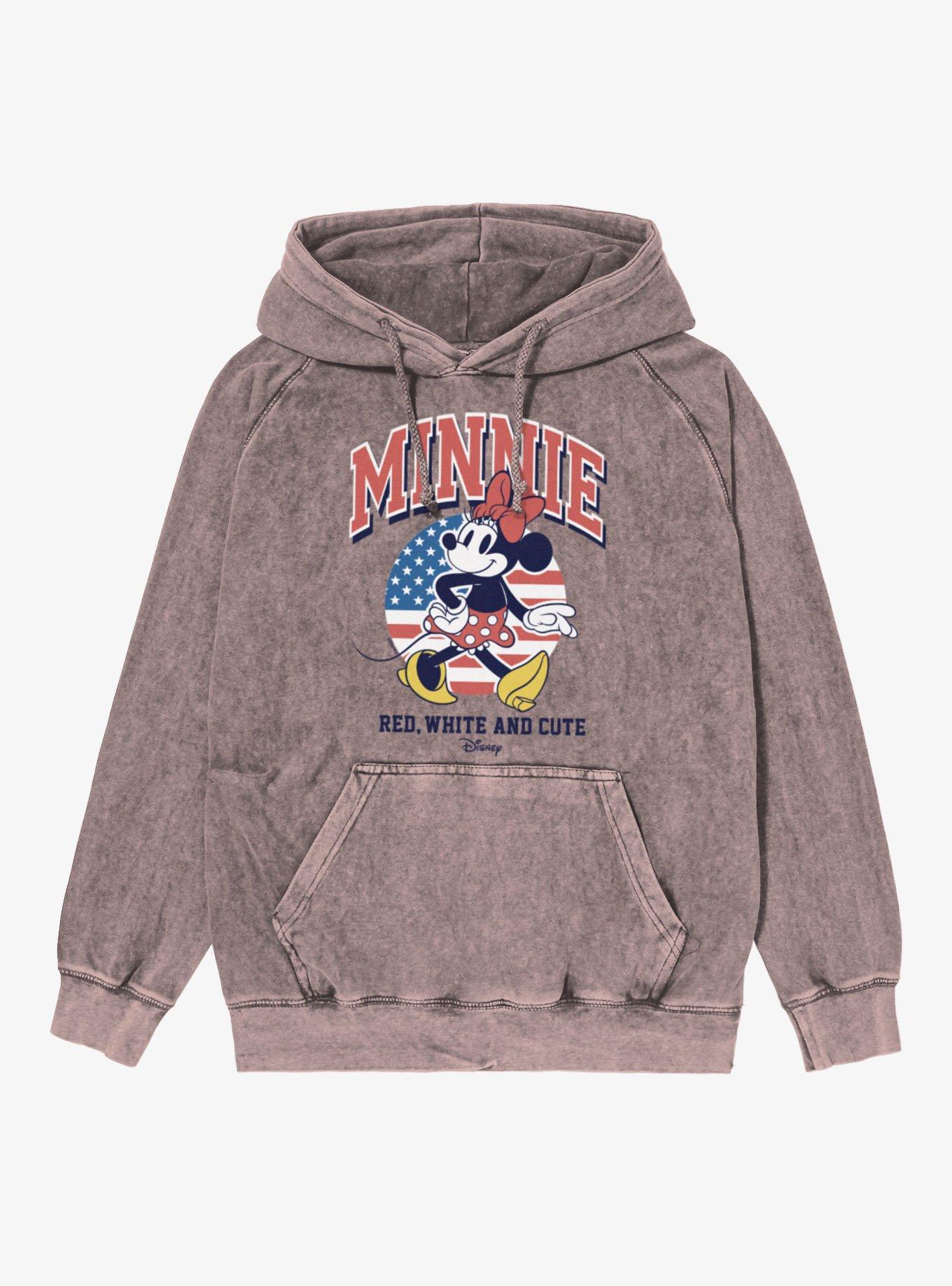 Disney Minnie Mouse Red, White And Cute Mineral Wash Hoodie, , hi-res
