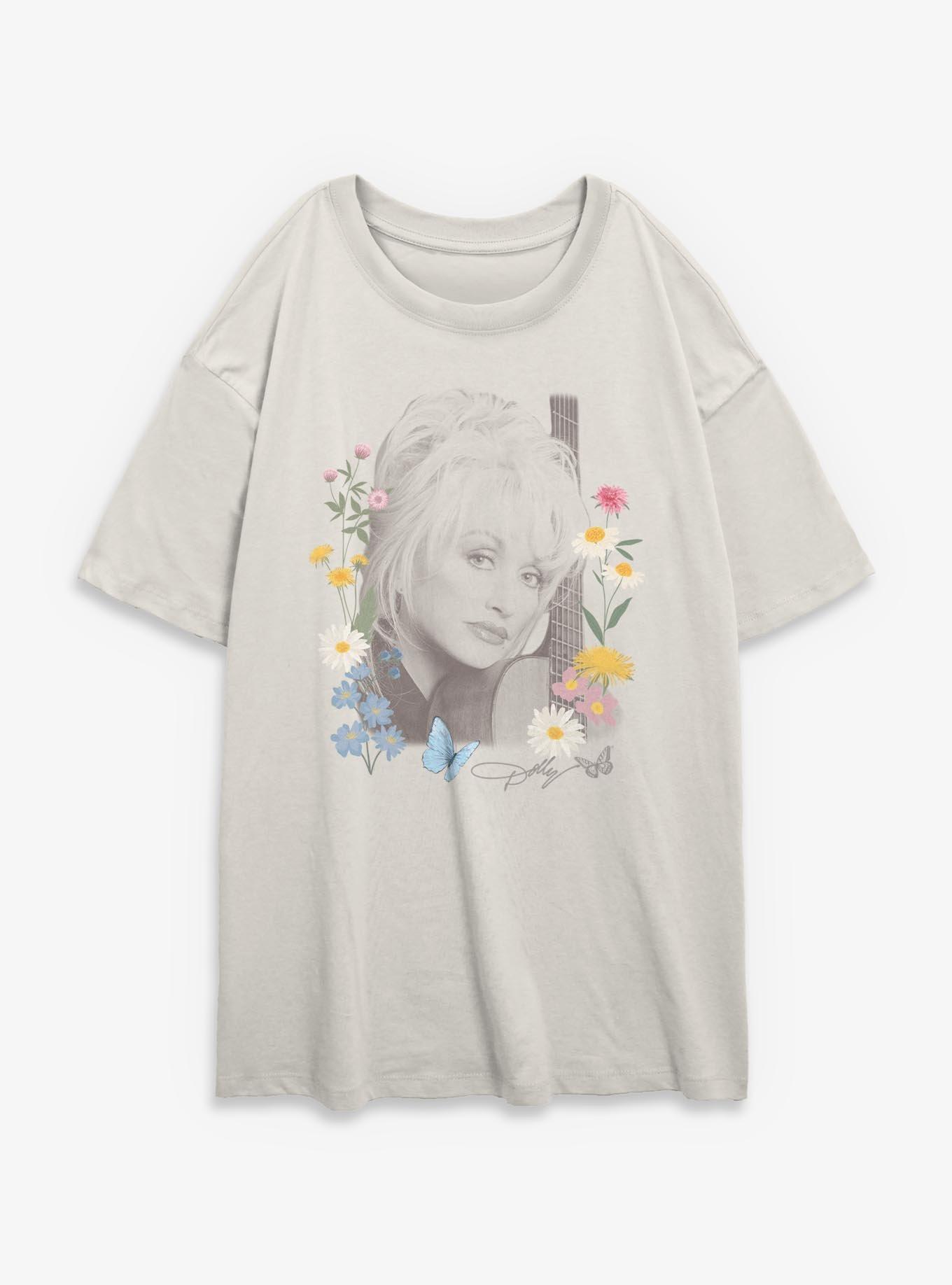 Dolly Parton Wildflowers Portrait Girls Oversized T-Shirt, , hi-res
