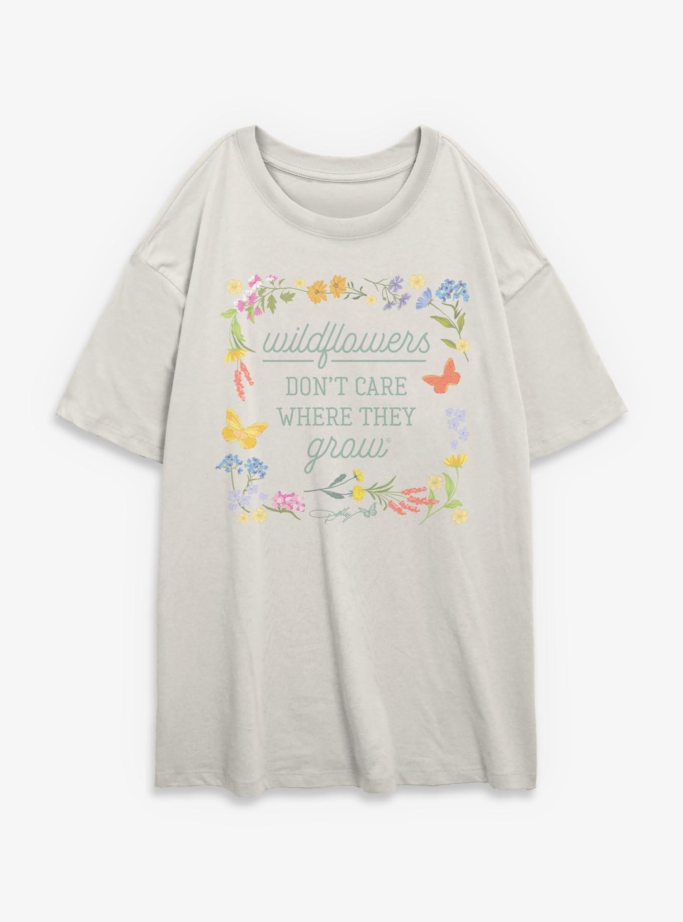 Dolly Parton Wildflowers Don't Care Girls Oversized T-Shirt, , hi-res