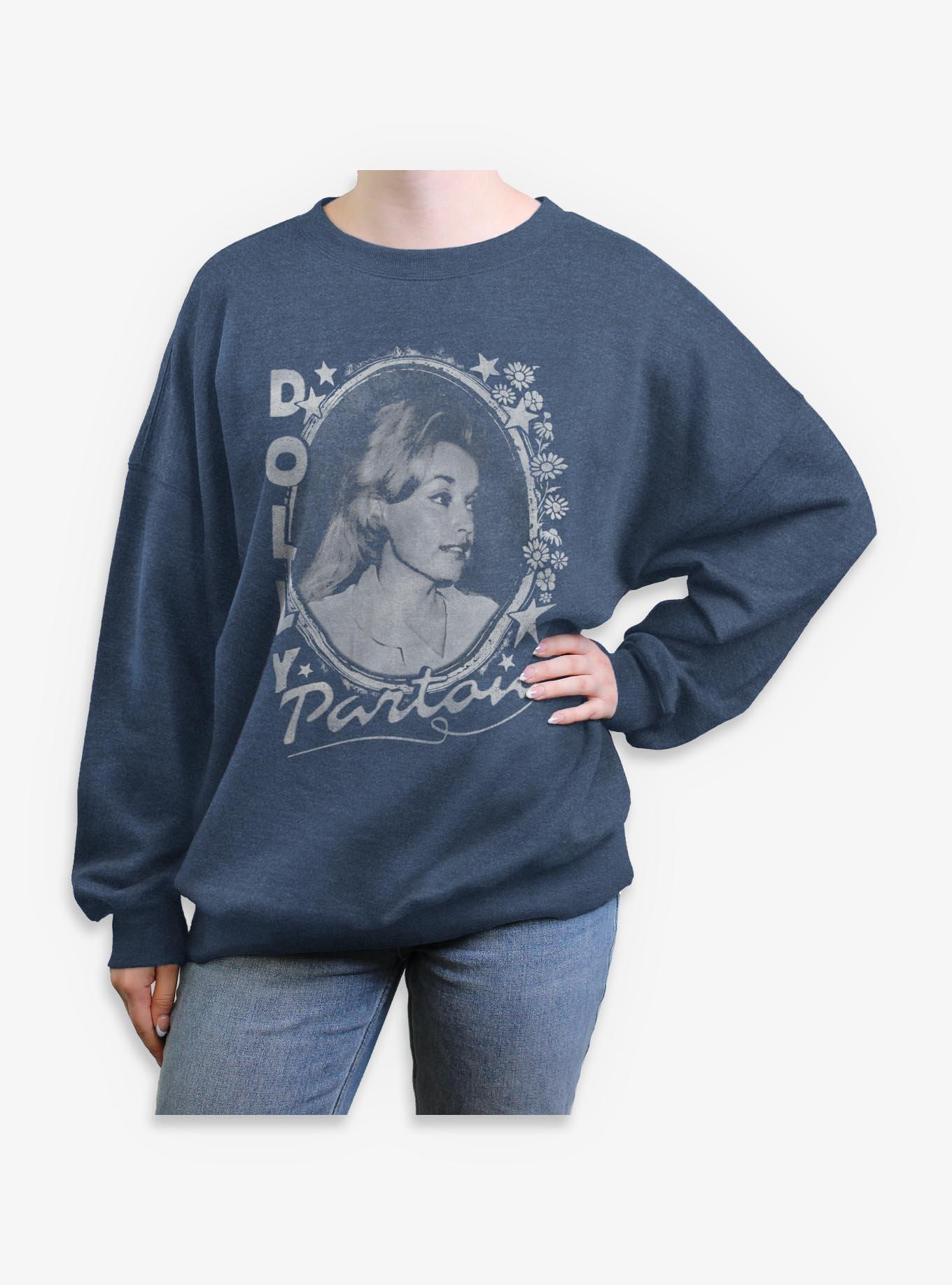 Dolly Parton Stars And Flowers Girls Oversized Sweatshirt, , hi-res
