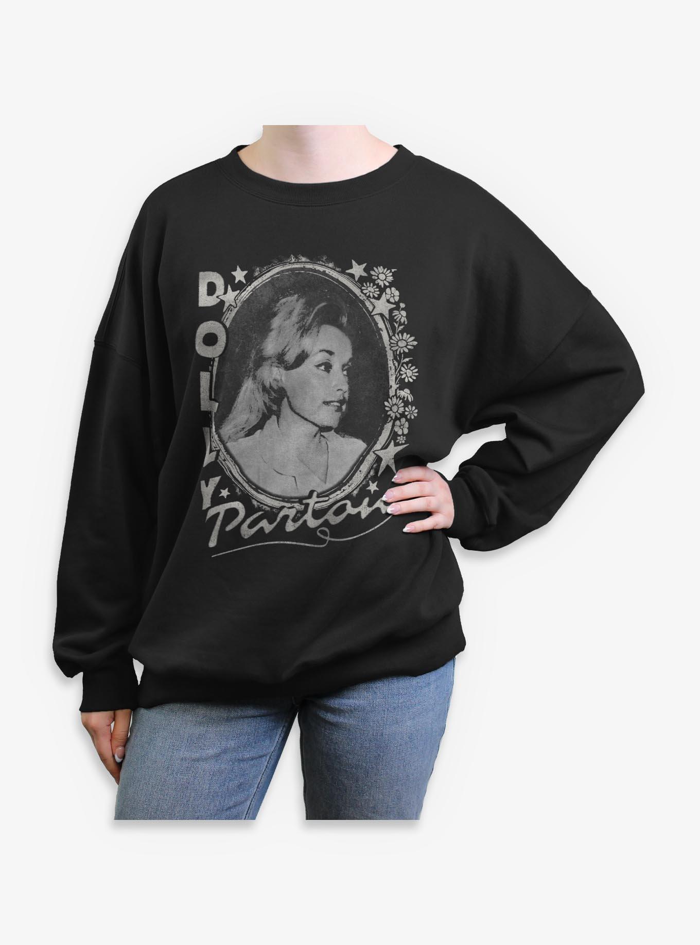 Dolly Parton Stars And Flowers Girls Oversized Sweatshirt, , hi-res