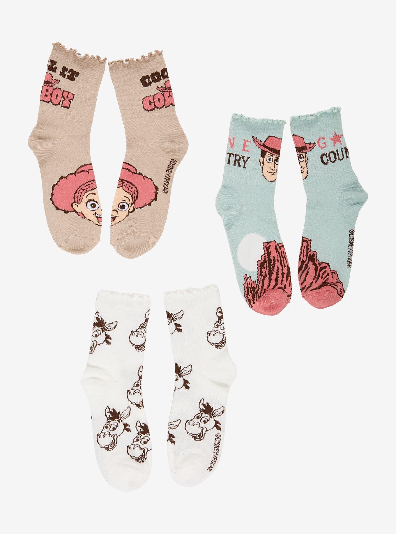 Disney Pixar Toy Story Woody & Jessie Crew Socks 3 Pair