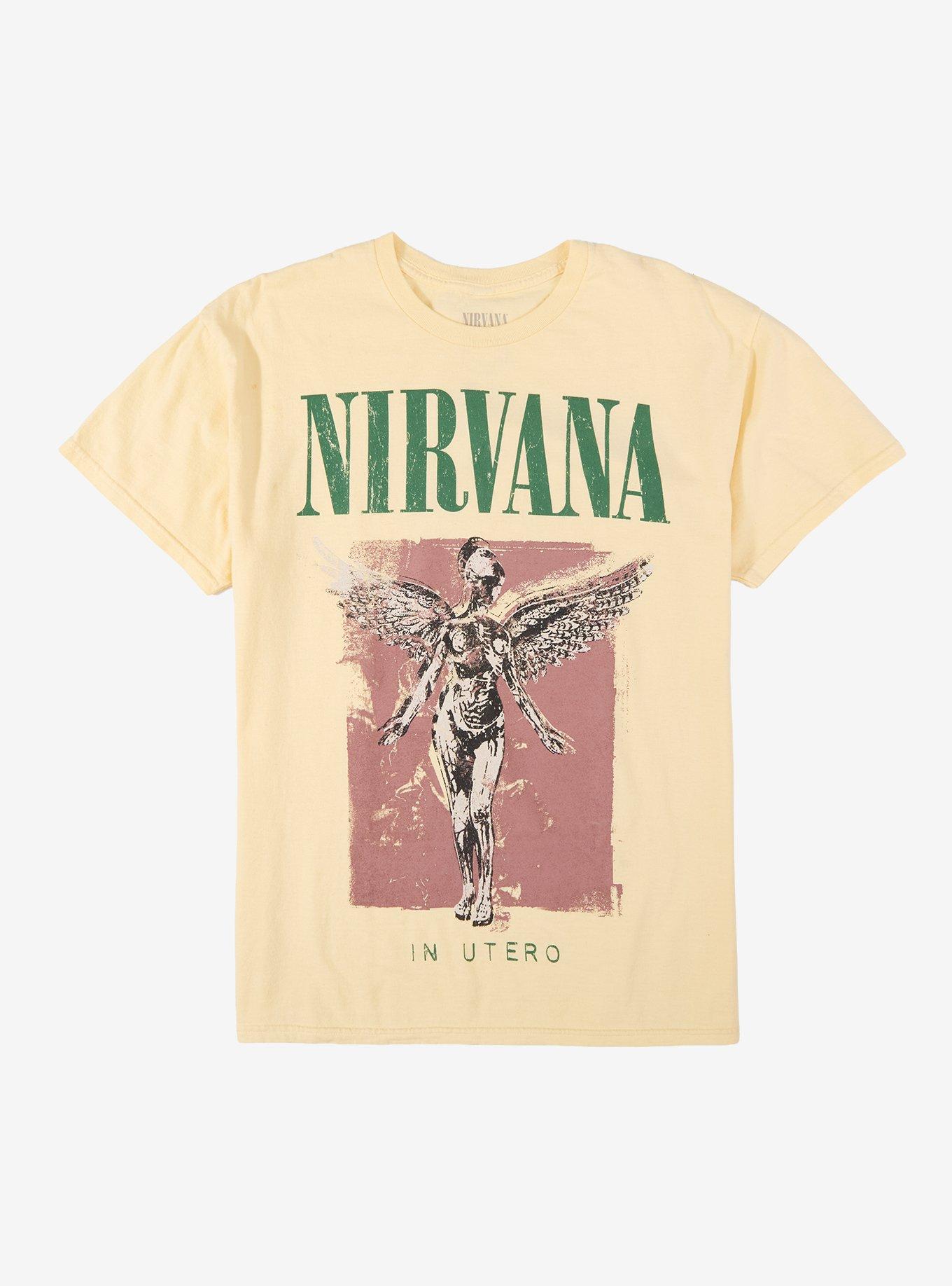 NIRVANA IN UTERO バンドTEE 人体模型 白黄 ツアーTEE Nirvana In Utero Yellow T-Shirt | Hot Topic