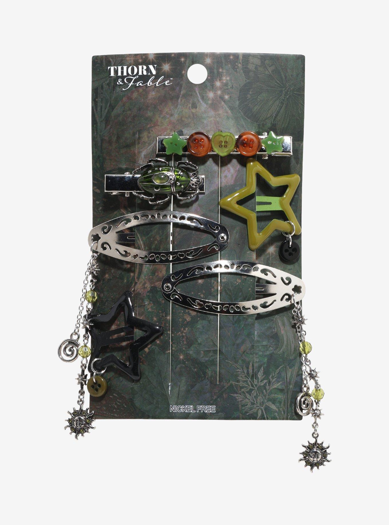 Thorn & Fable Button Forest Star Hair Clip Set