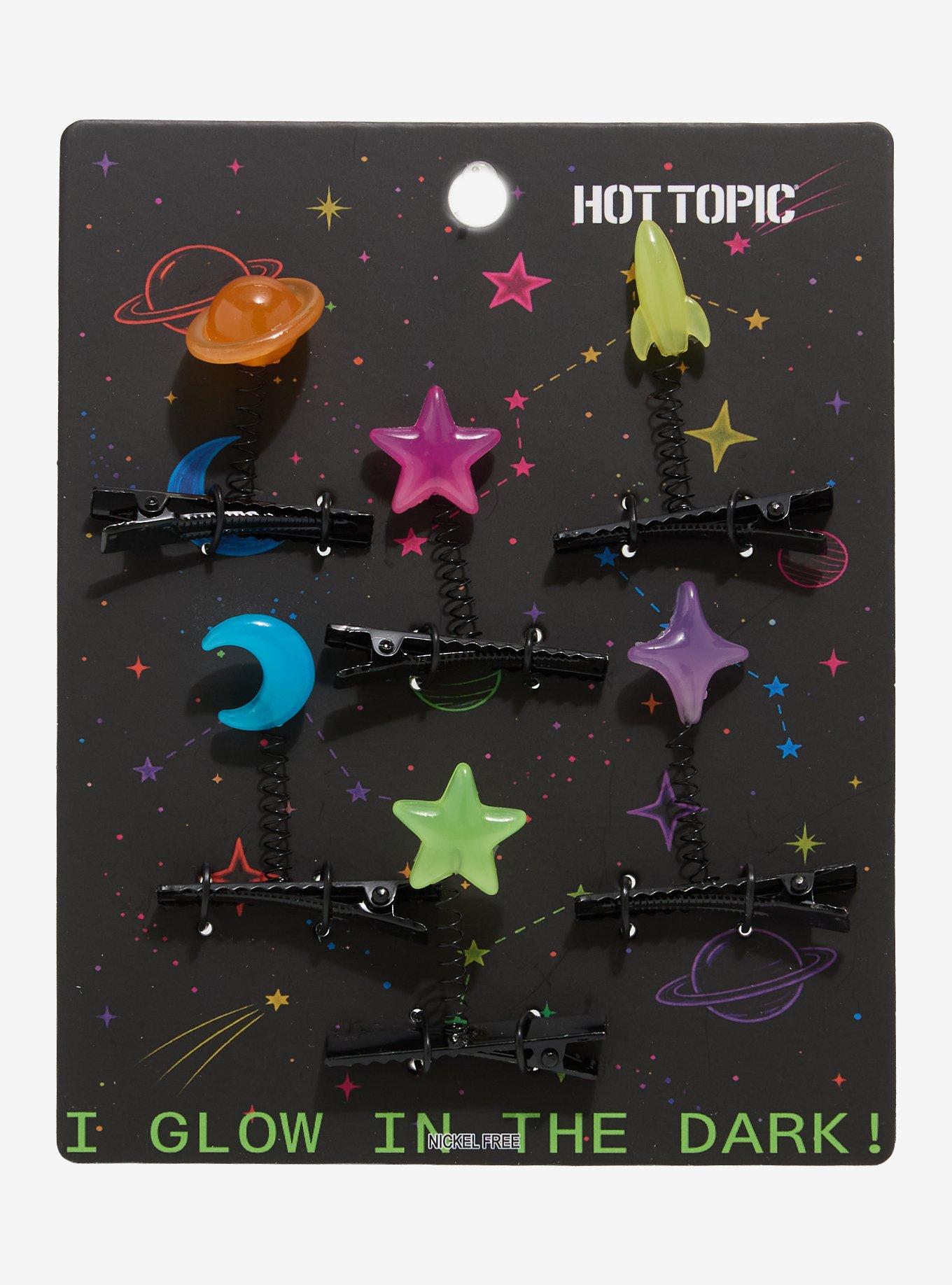 Space Charms Glow-In-The-Dark Hair Clip Set