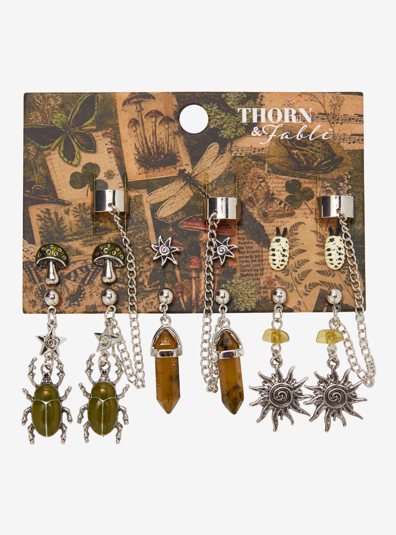 Thorn & Fable Beetle Bug Cuff Earring Set