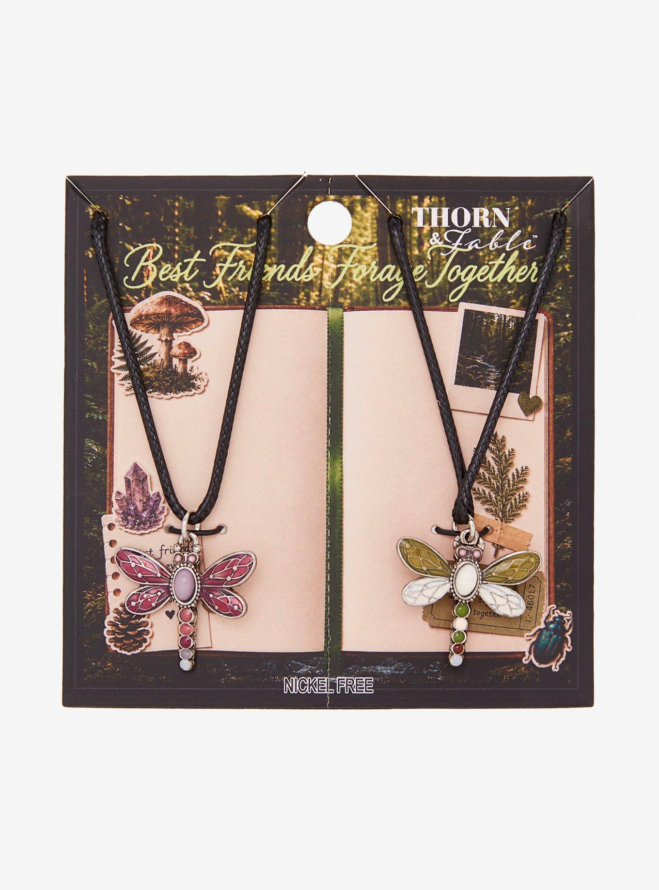Thorn & Fable Dragonfly Gem Best Friend Cord Necklace Set