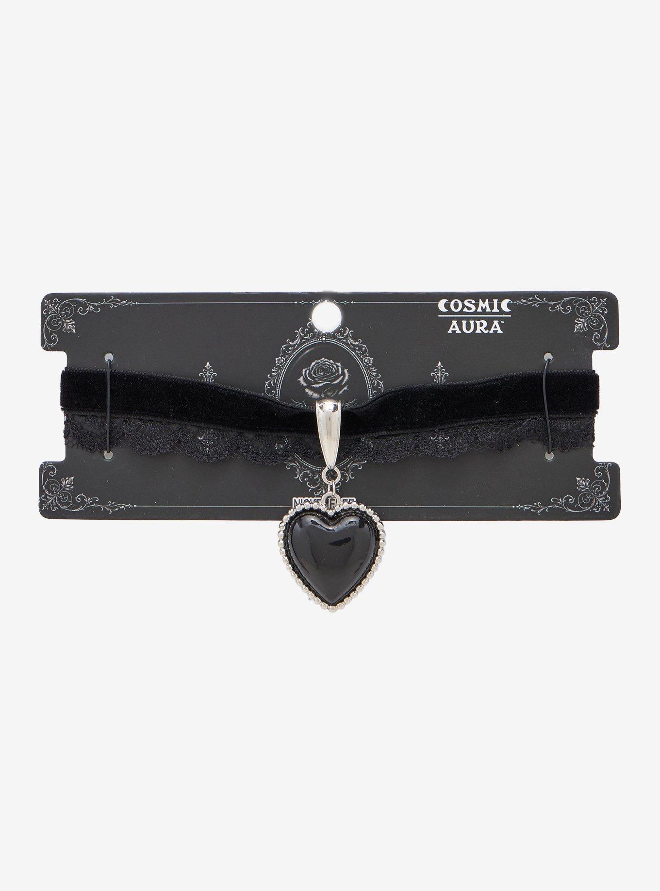 Cosmic Aura Black Heart Velvet Choker