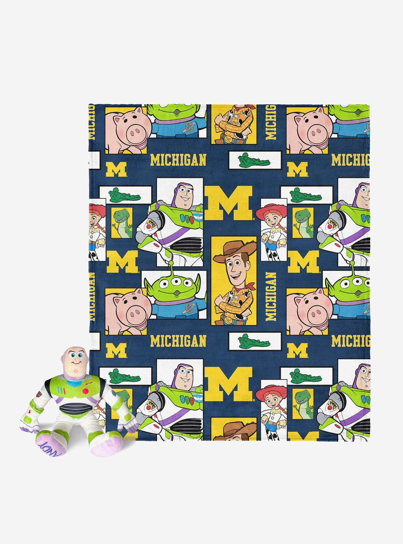 NCAA Michigan Wolverines Disney Toy Story Buzz Lightyear Cameo Hugger Pillow & Silk Touch Throw Blanket Set, , hi-res