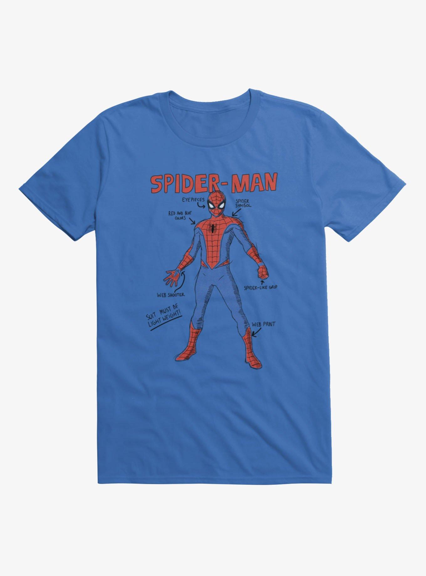Marvel Spider-Man Suit Drawing Schematics T-Shirt, , hi-res