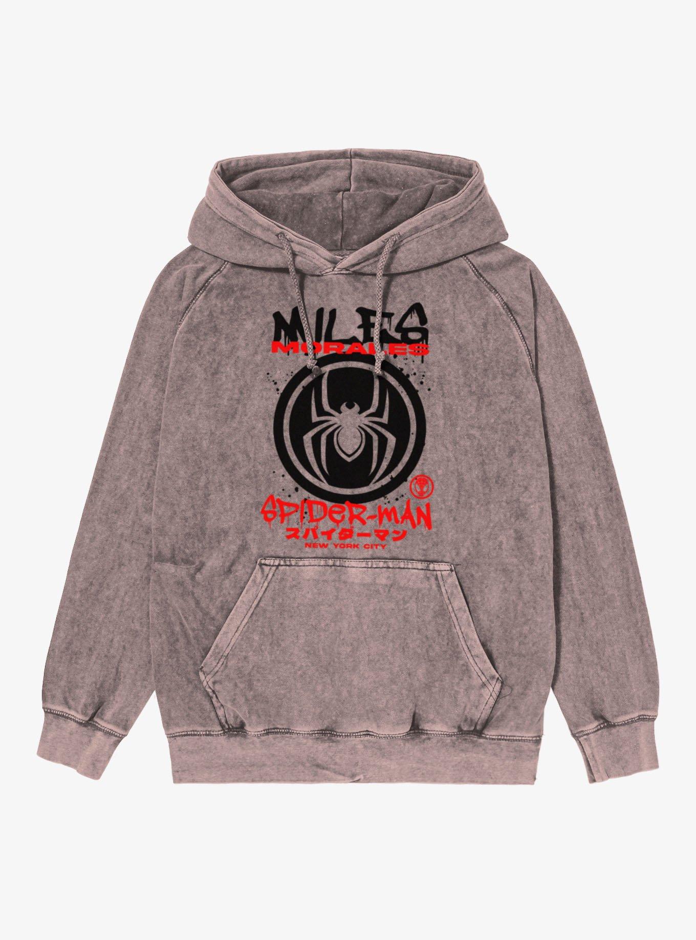 Marvel Spider-Man New York Graffiti Drip Miles Morales Mineral Wash Hoodie, , hi-res