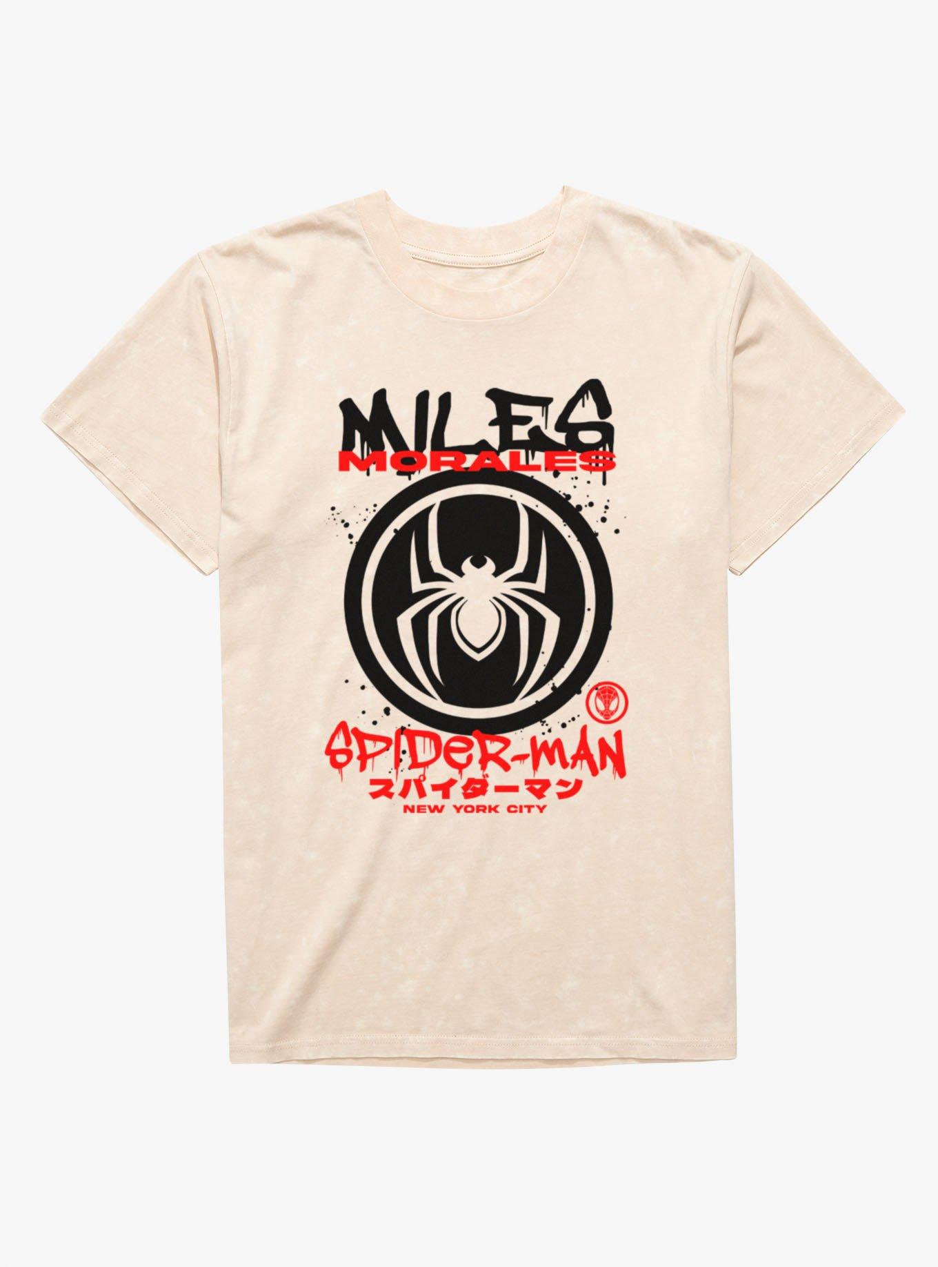 Marvel Spider-Man New York Graffiti Drip Miles Morales Mineral Wash T-Shirt, , hi-res