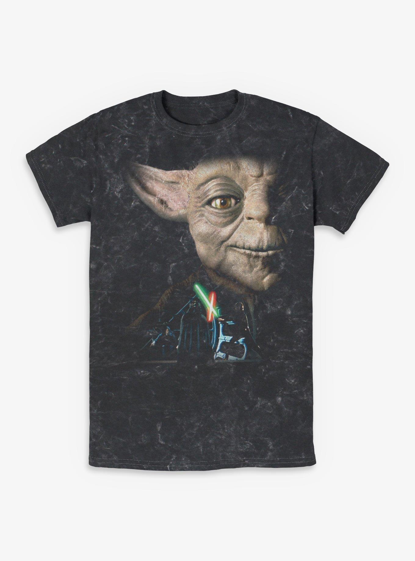Star Wars Yoda Saber Battle Return of The Jedi Mineral Wash T-Shirt Hot Topic Exclusive, , hi-res