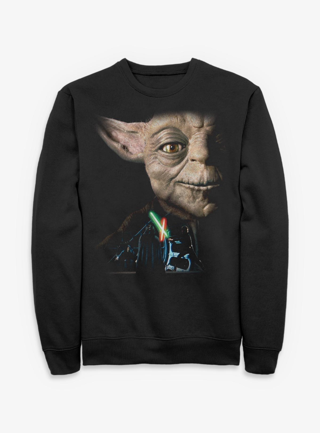 Star Wars Yoda Saber Battle Return of The Jedi Sweatshirt Hot Topic Exclusive, , hi-res