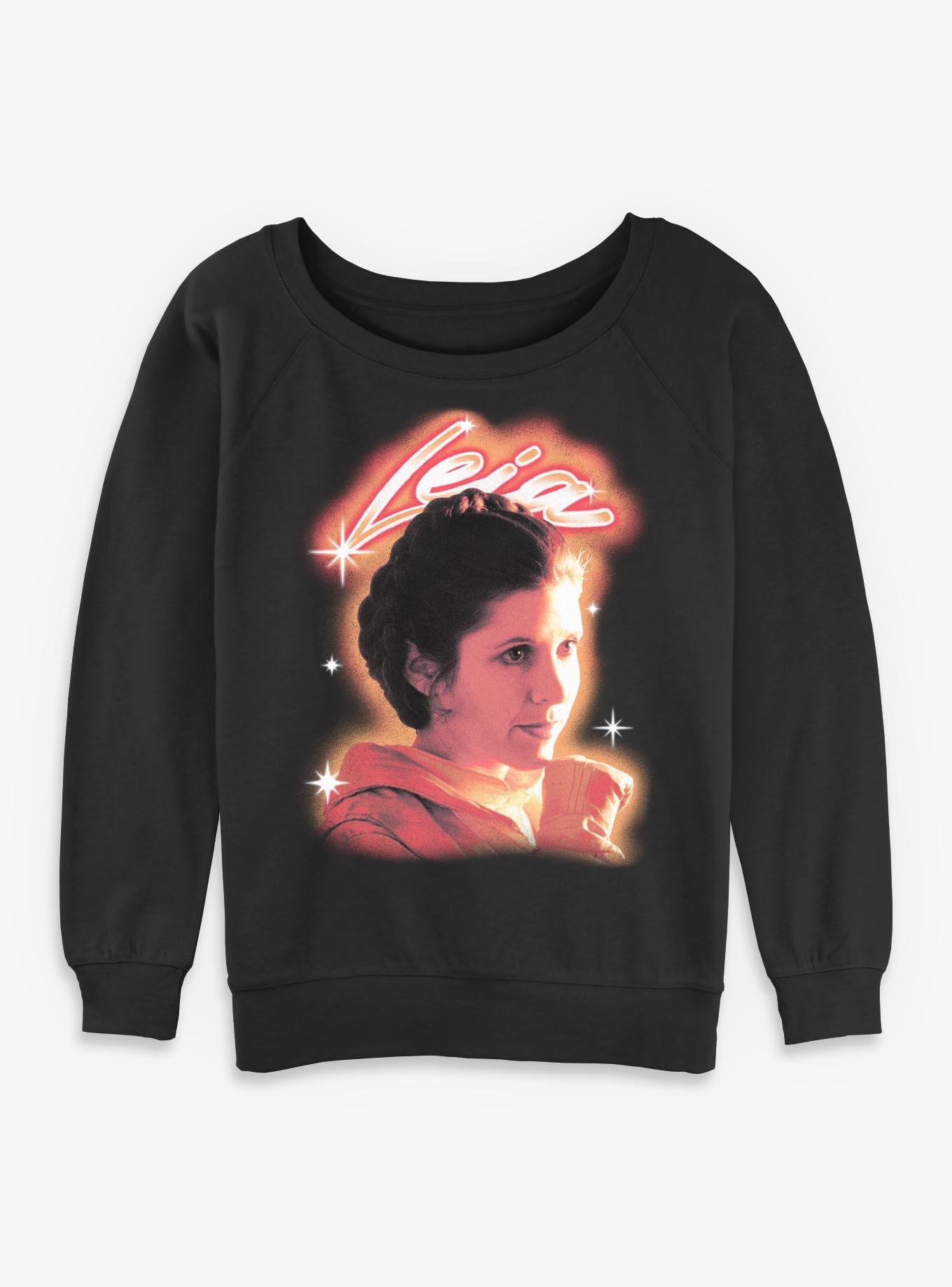 Star Wars Princess Leia Airbrush Girls Slouchy Sweatshirt Hot Topic Exclusive, , hi-res