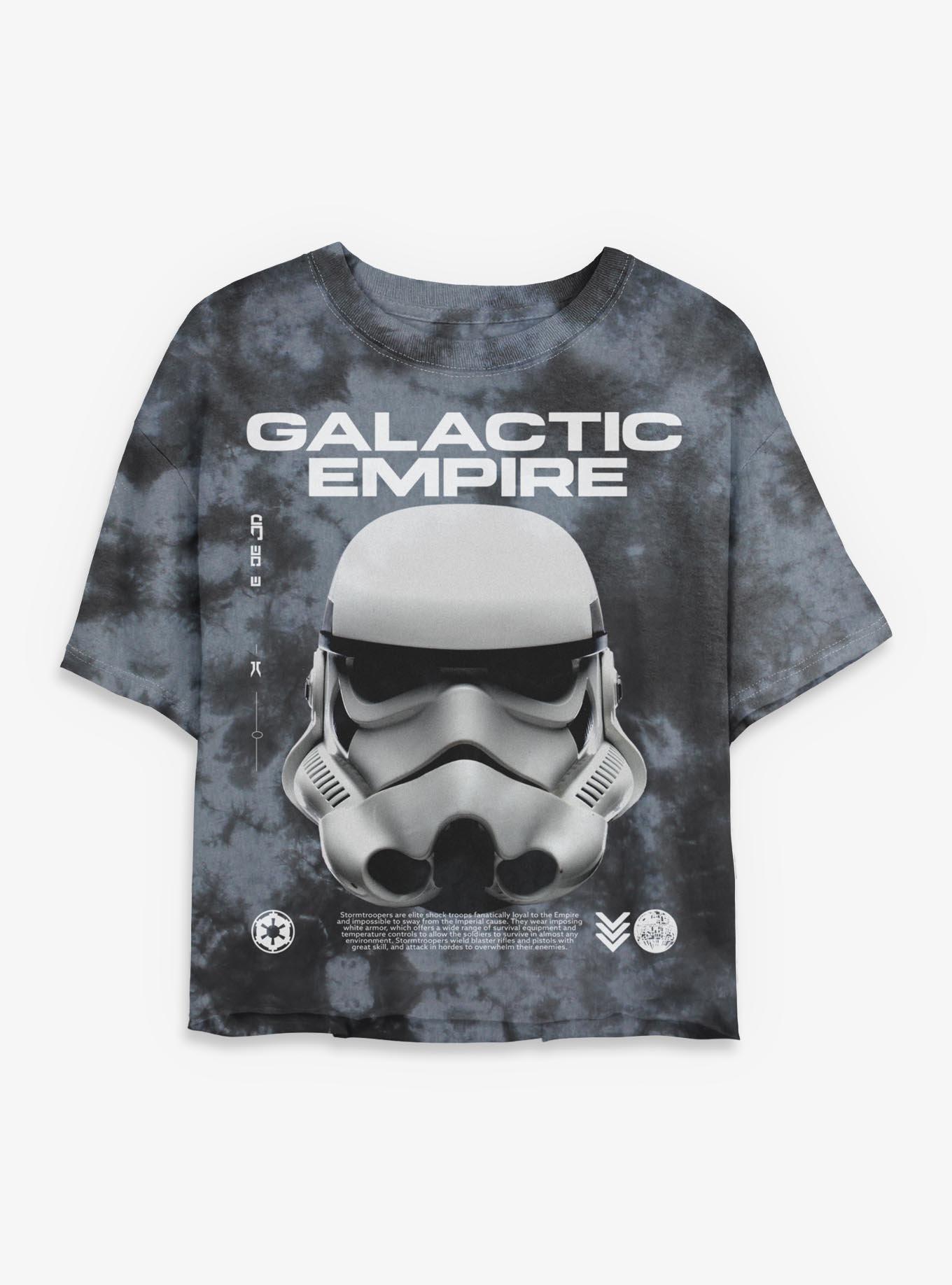 Star Wars Galactic Empire Stormtrooper Helmet Girls Tie-Dye Crop T-Shirt Hot Topic Exclusive, , hi-res