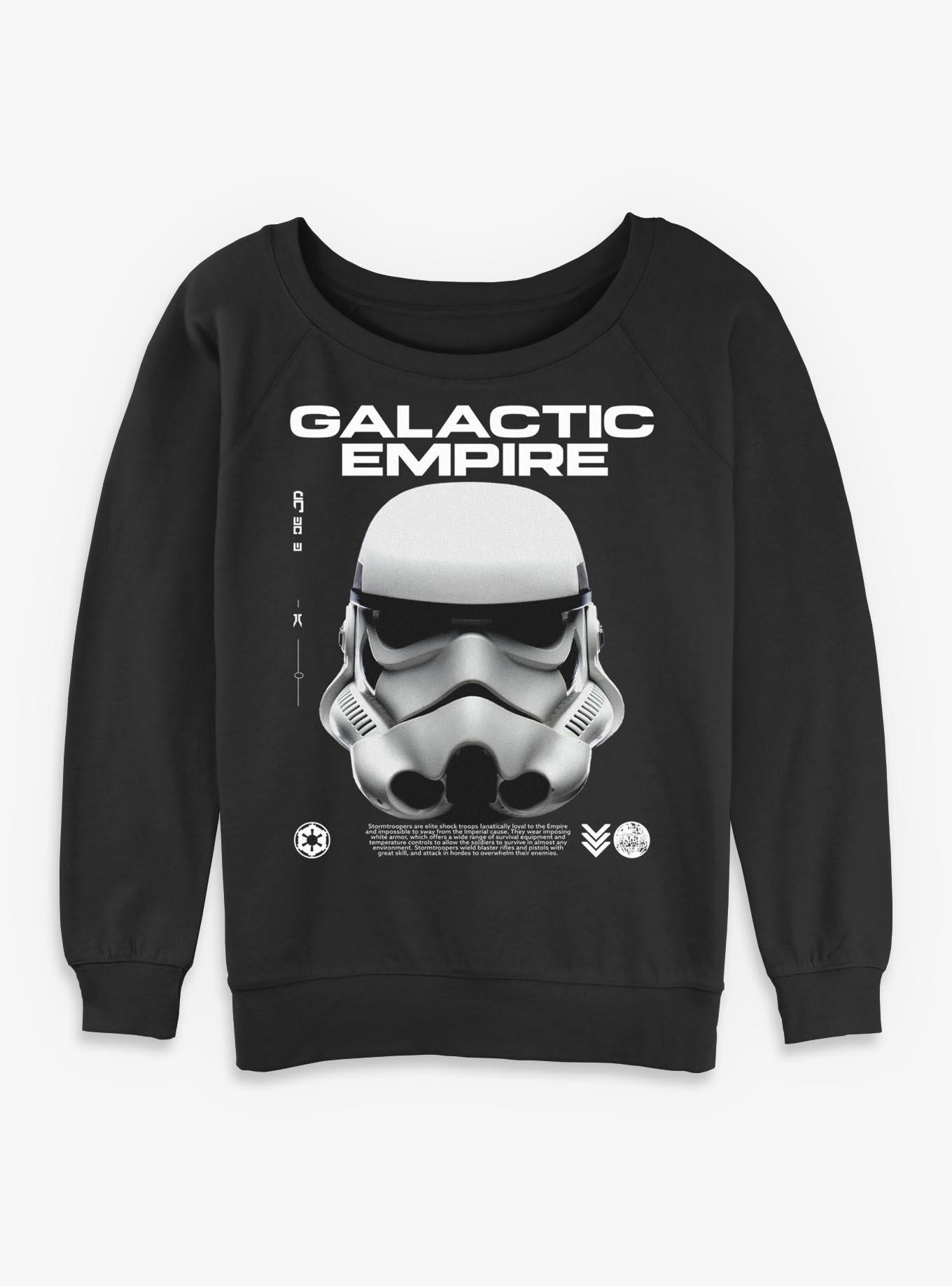 Star Wars Galactic Empire Stormtrooper Helmet Girls Slouchy Sweatshirt Hot Topic Exclusive