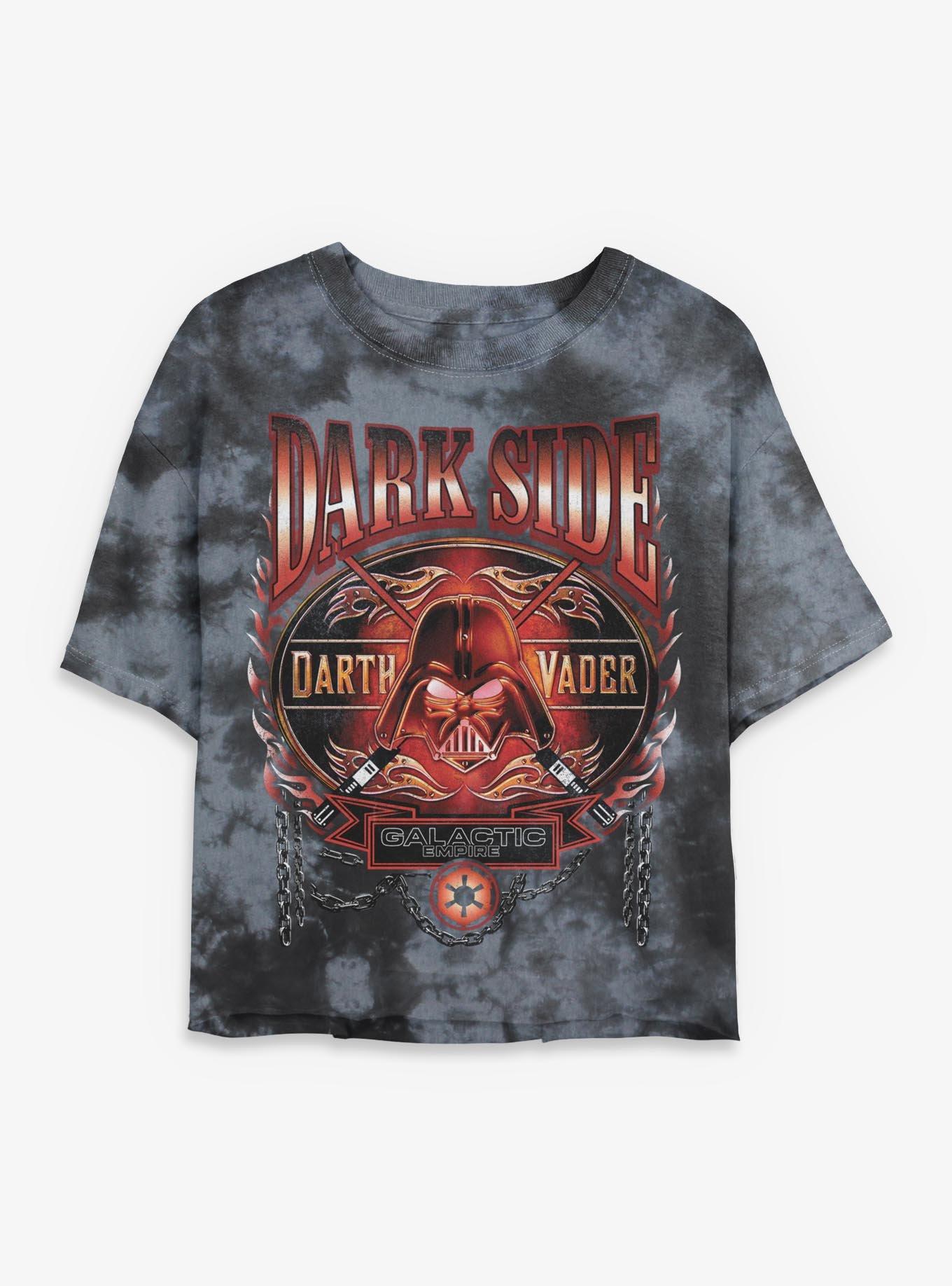 Star Wars Darth Vader Flames Girls Tie-Dye Crop T-Shirt Hot Topic Exclusive, , hi-res