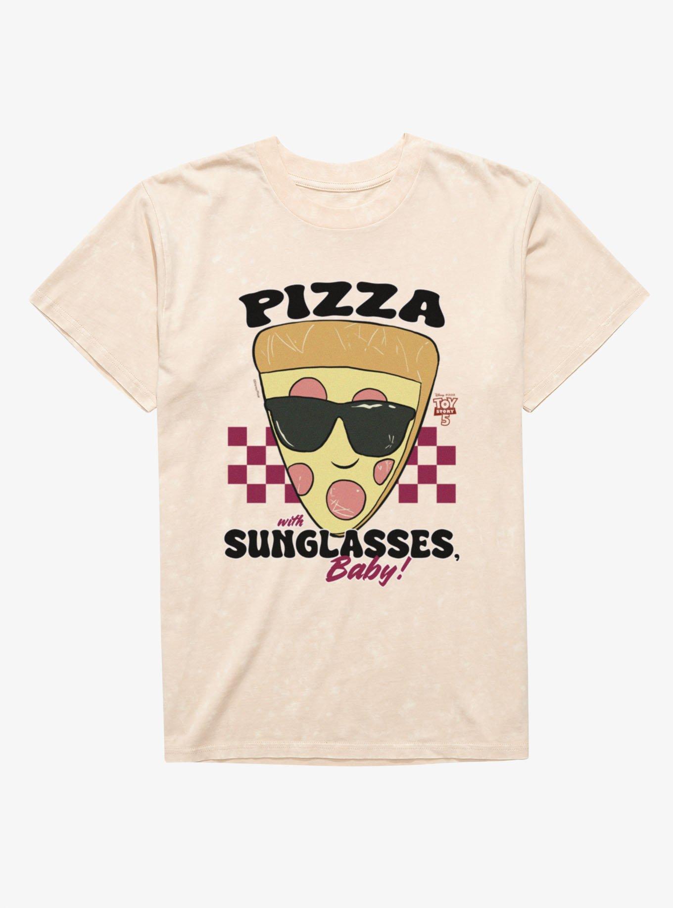Disney Pixar Toy Story 5 Pizza With Sunglasses Baby Checkered Mineral Wash T-Shirt, , hi-res