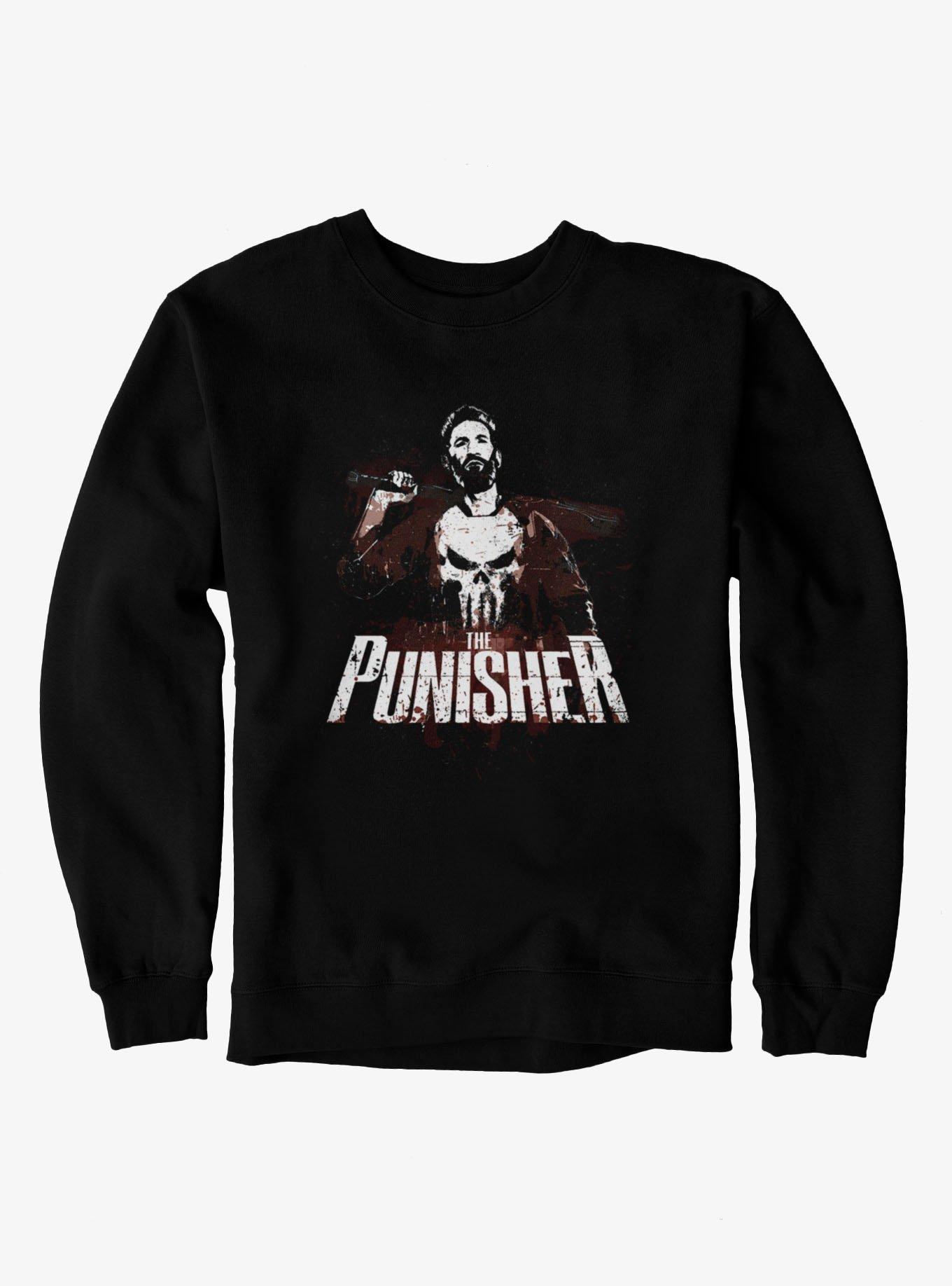 Marvel Punisher Batters Up Splatter On Sweatshirt, , hi-res