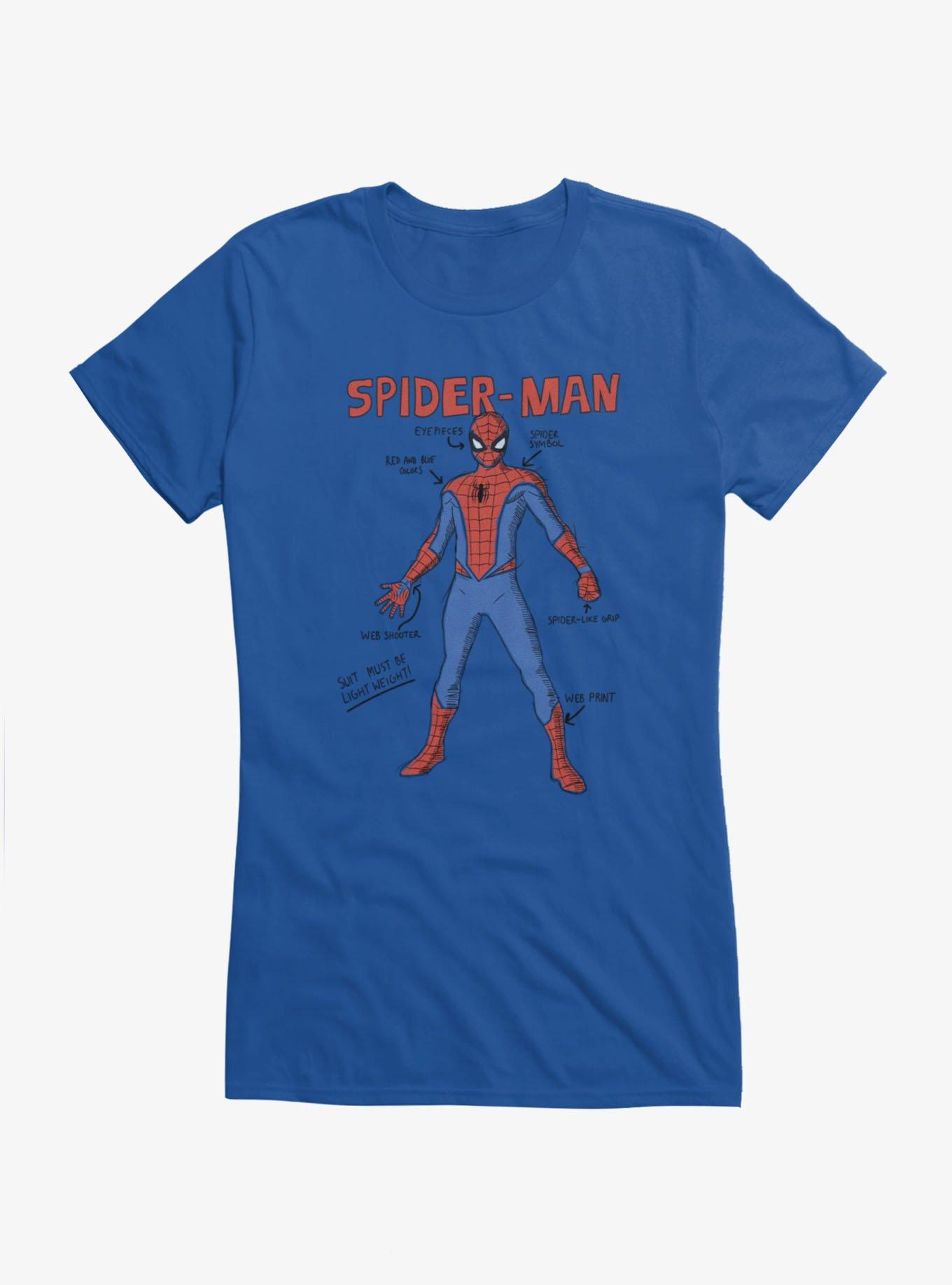 Marvel Spider-Man Suit Drawing Schematics Girls T-Shirt, , hi-res