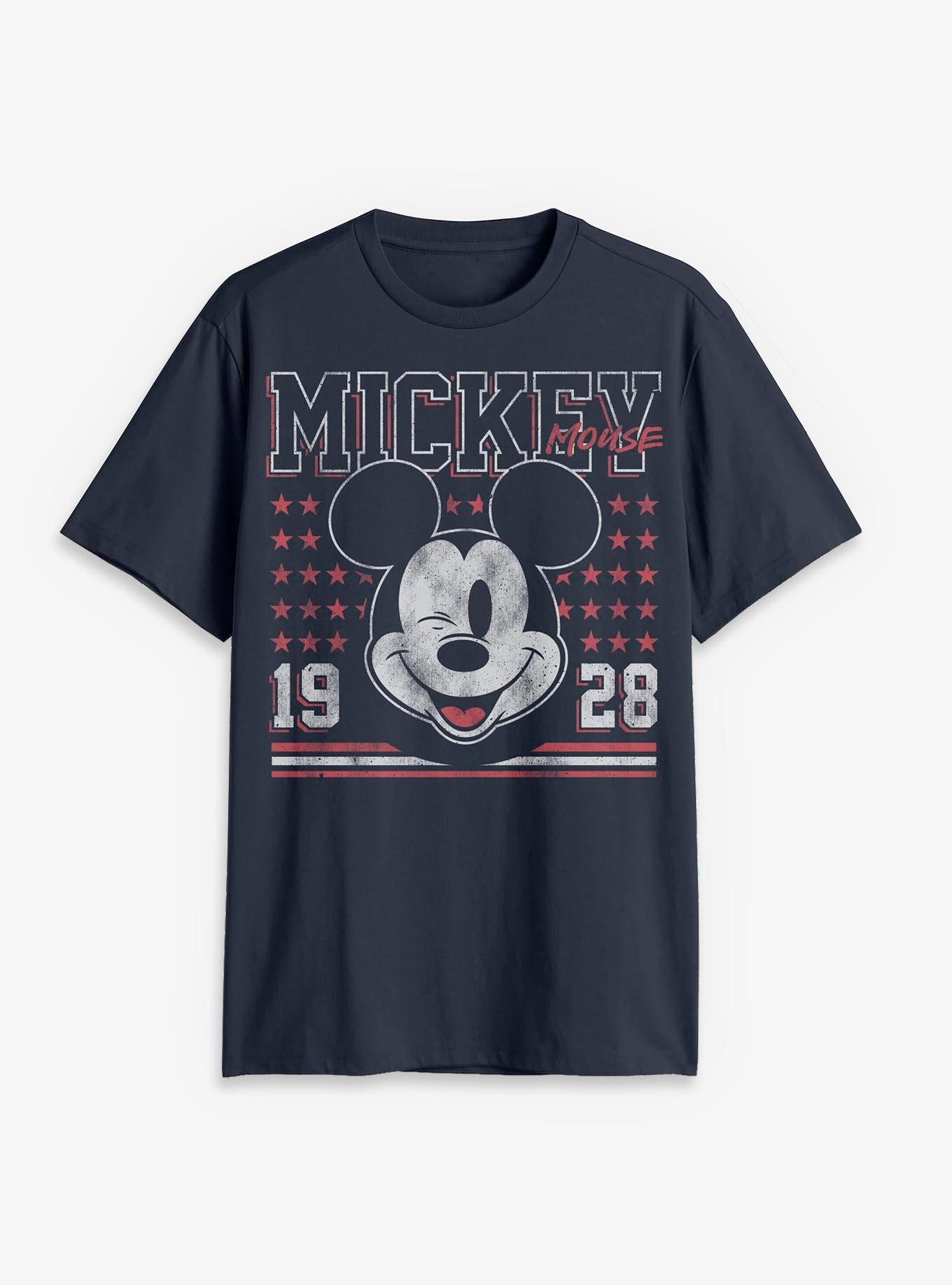 Disney Mickey Mouse Stipes And Stars Face T-Shirt, NAVY, hi-res view 1