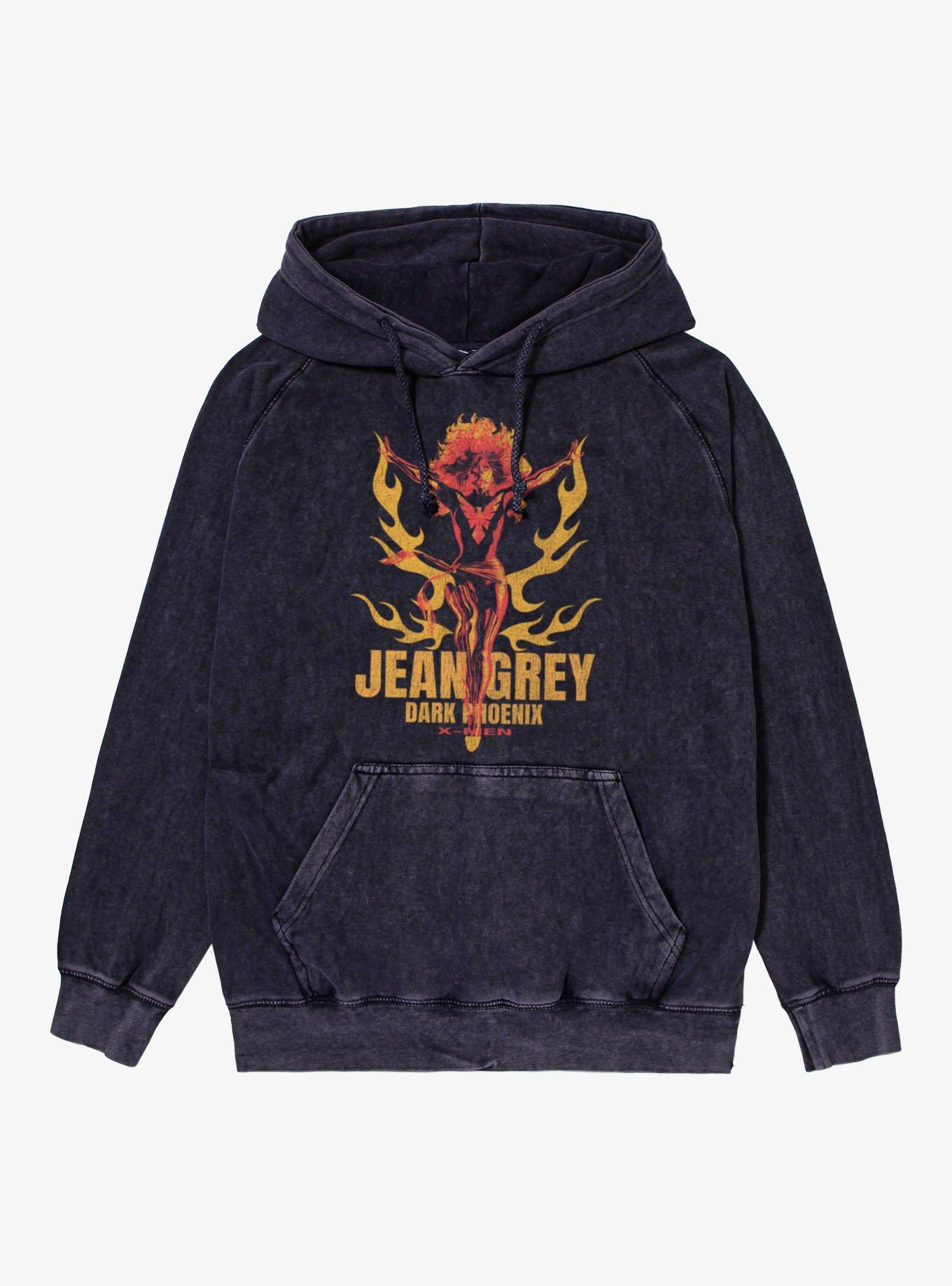Marvel X-Men Jean Grey Dark Phoenix Orange And Red Flames Mineral Wash Hoodie, , hi-res