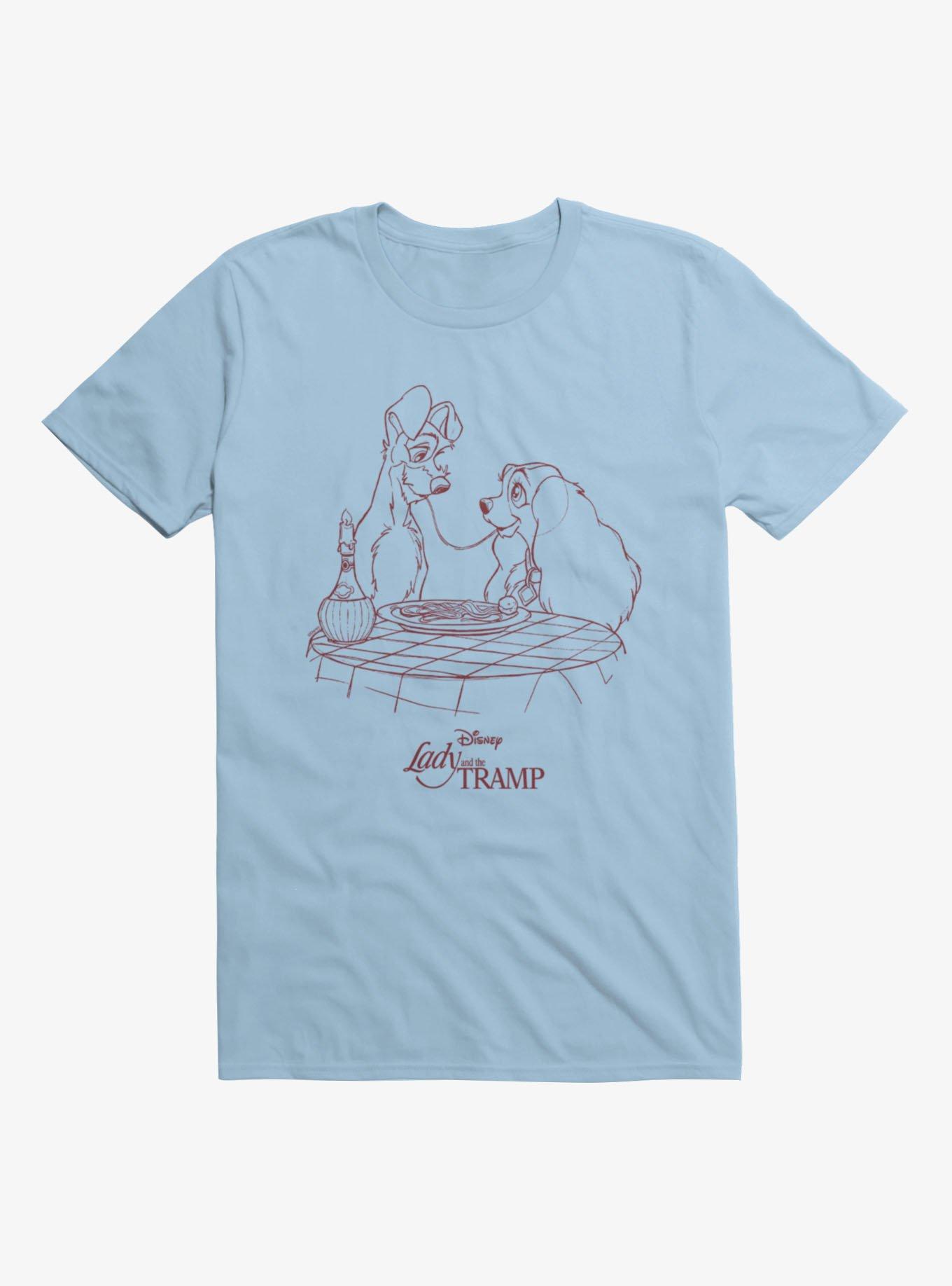 Disney Lady And The Tramp Noodle Night Outline T-Shirt
