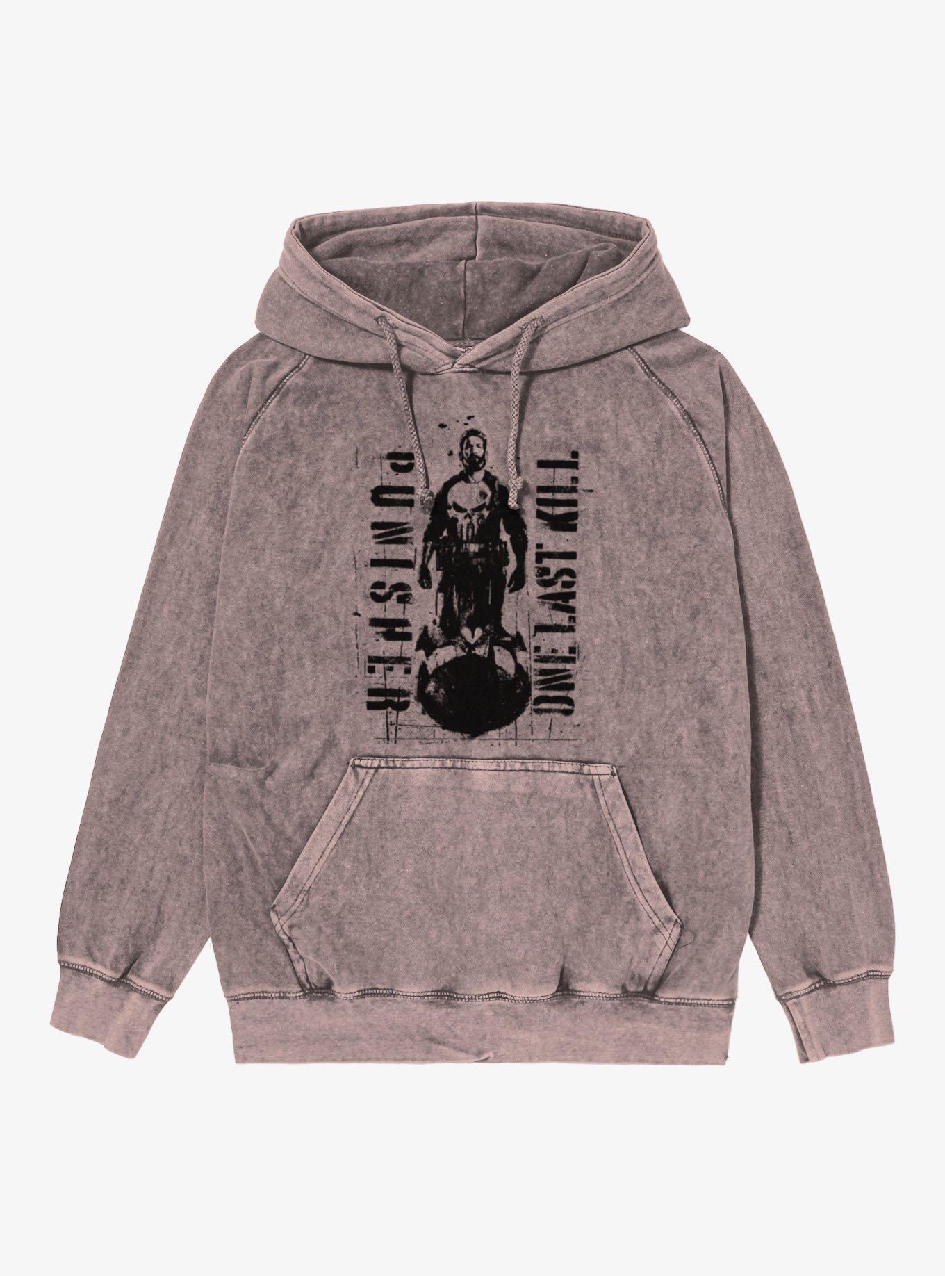 Marvel Punisher Frank Stands Tall Mineral Wash Hoodie, DUSTY ROSE, hi-res view 1