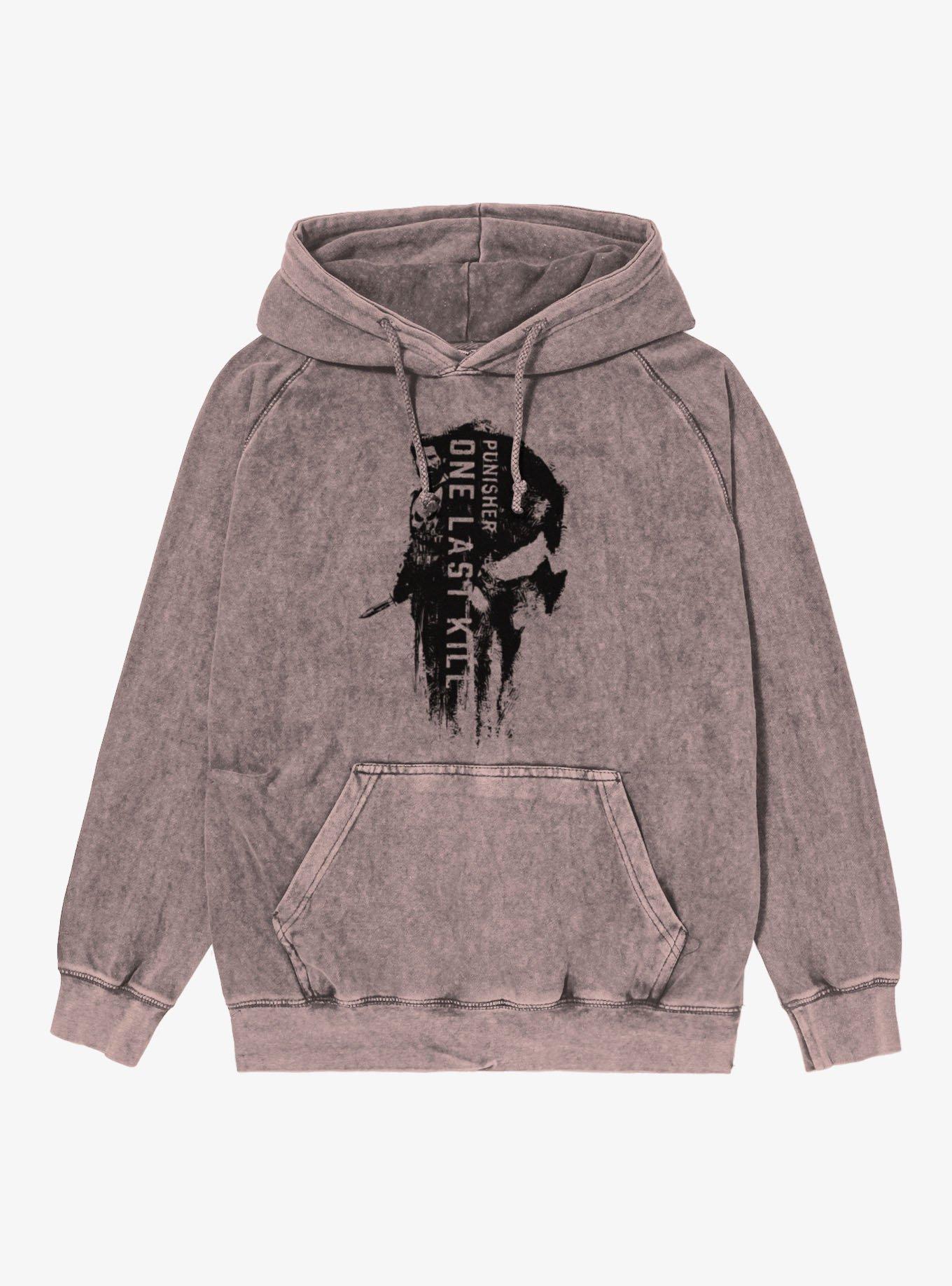 Marvel Punisher Skull By His Side Mineral Wash Hoodie, DUSTY ROSE, hi-res view 1