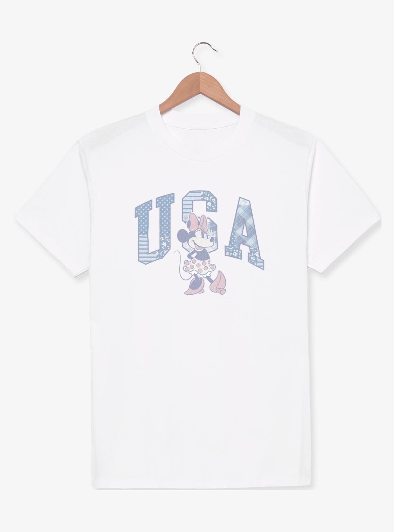 Disney Minnie Mouse USA Patchwork Font T-Shirt, , hi-res