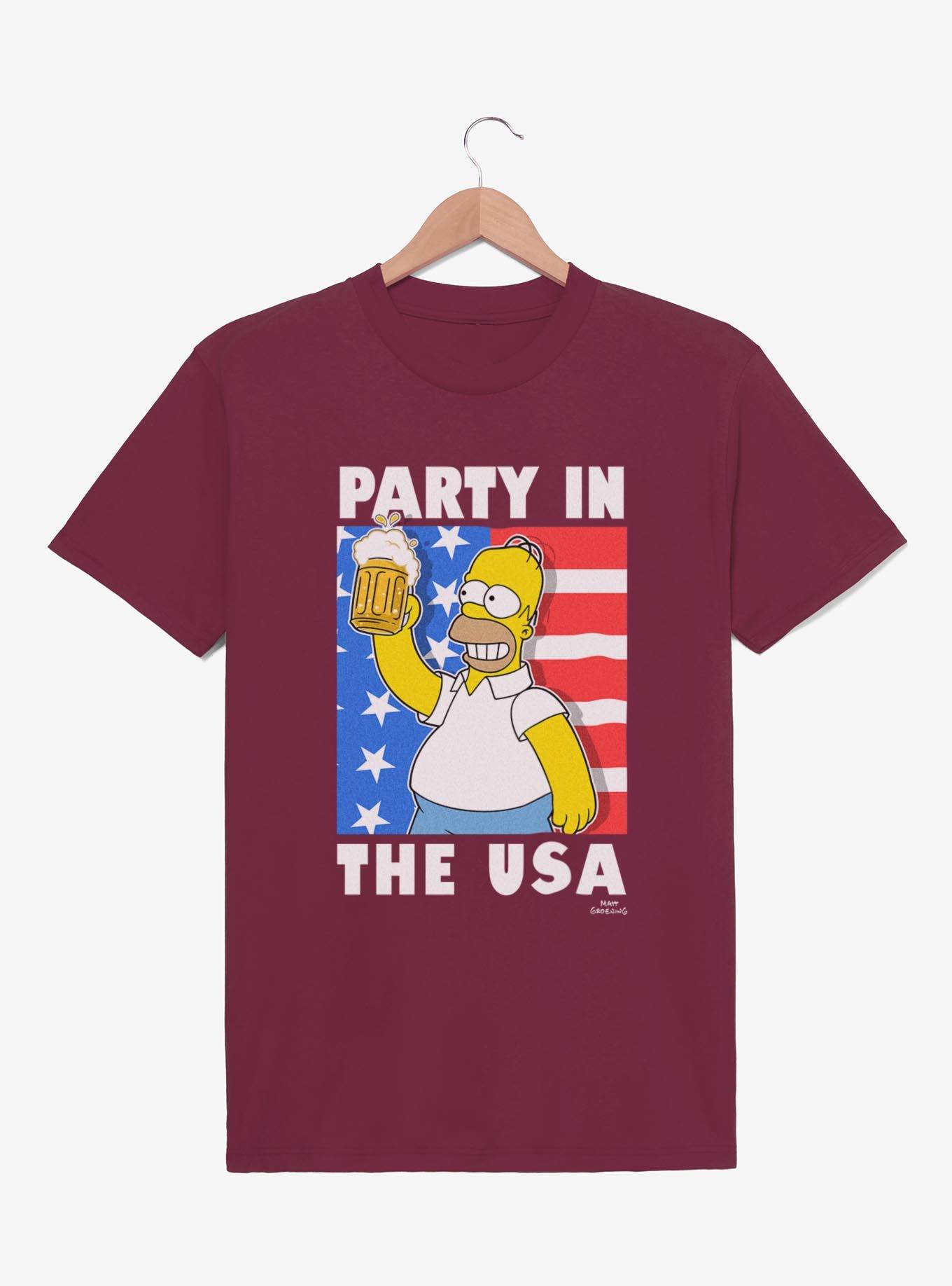 The Simpsons Party In The USA Homer Garment-Dyed T-Shirt, , hi-res
