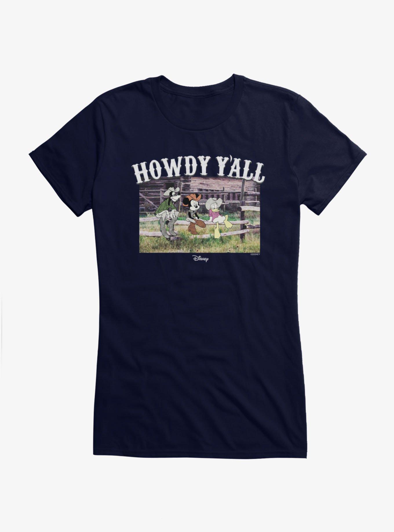 Disney Mickey Mouse Howdy Yall Fence Post Photo Groupshot Girls T-Shirt, , hi-res