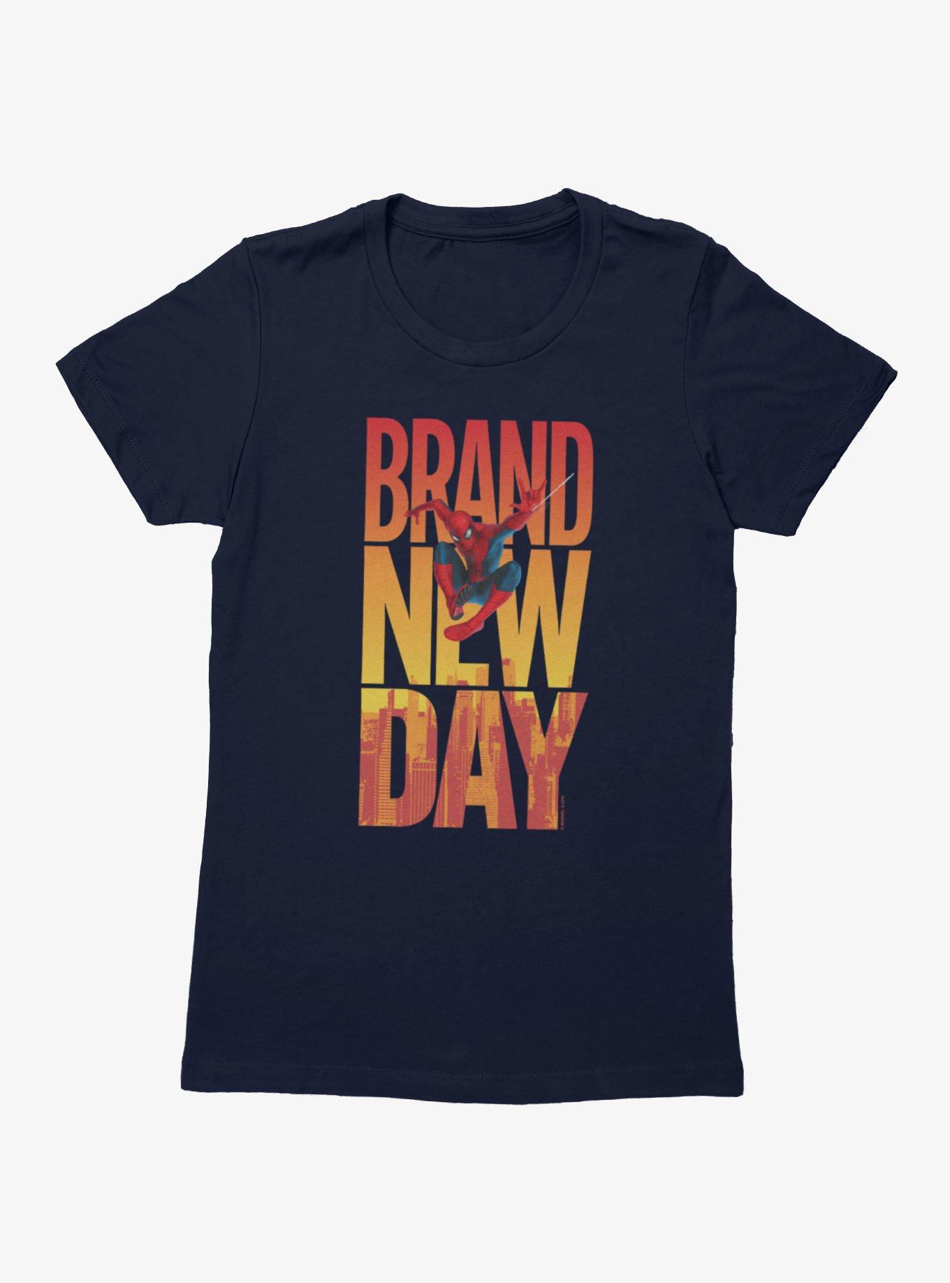 Marvel Spider-Man Brand New Day Swing Over City Letters Womens T-Shirt, , hi-res