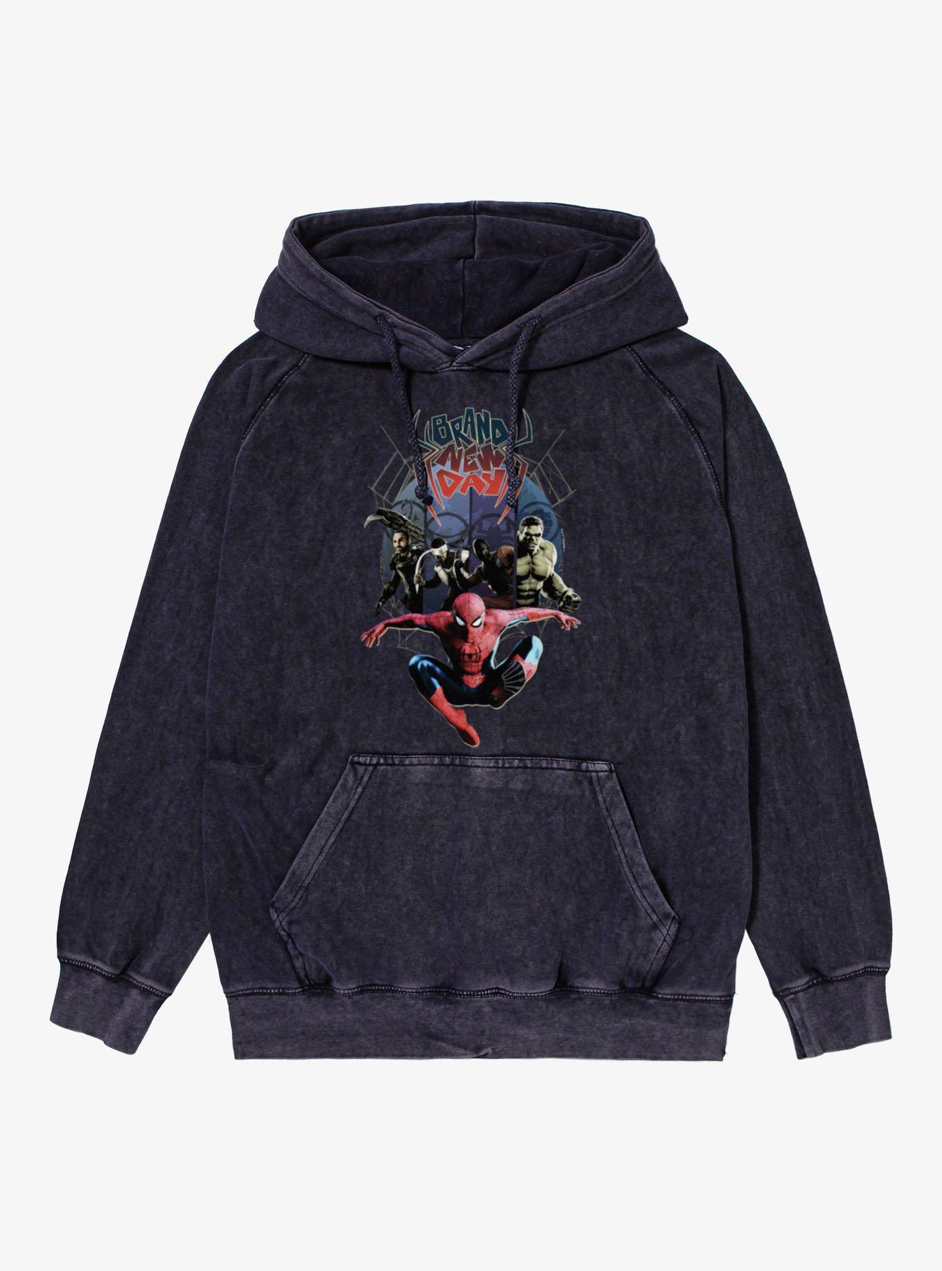 Marvel Spider-Man Brand New Day World Of Villans Chase Vintage Mineral Washed Hoodie, VINTAGE BLACK, hi-res view 1