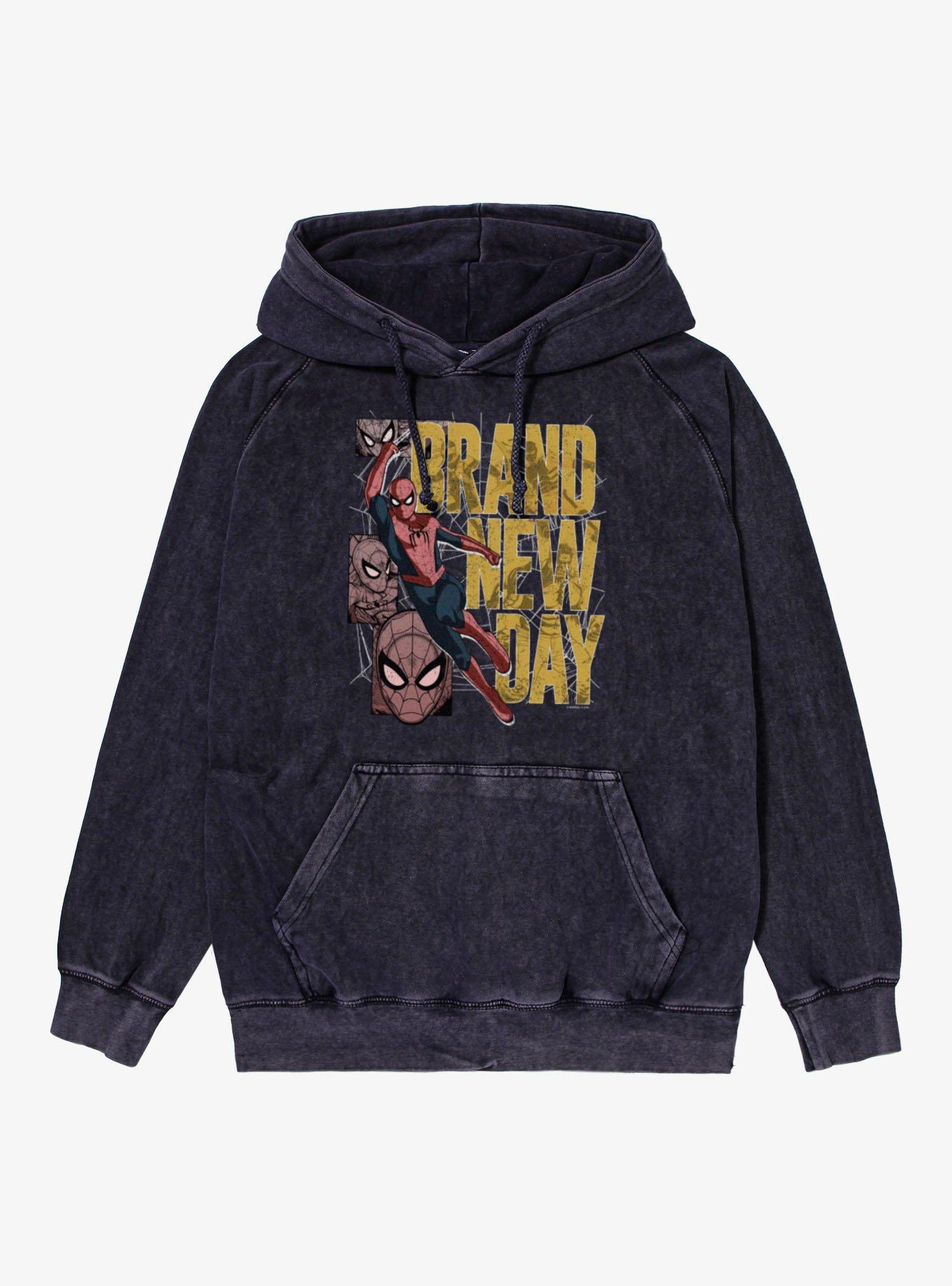 Marvel Spider-Man Brand New Day Swinging Panel Vintage Mineral Washed Hoodie, , hi-res