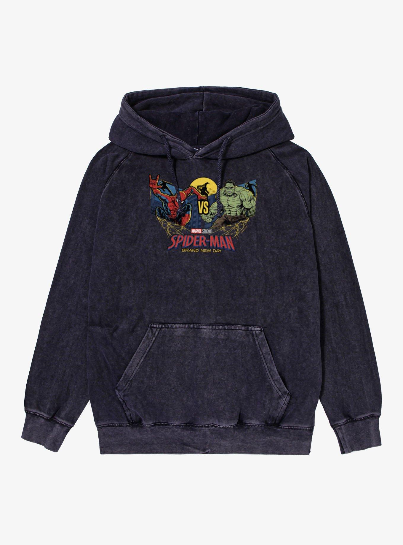 Marvel Spider-Man Brand New Day Vs Hulk Moonlit Fight Vintage Mineral Washed Hoodie, , hi-res