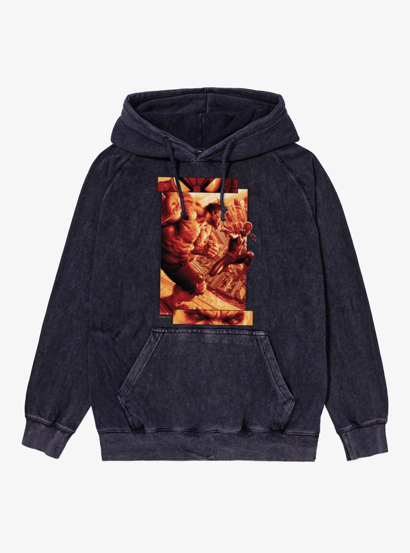 Marvel Spider-Man Brand New Day Stare Down On City Overlook Vintage Mineral Washed Hoodie, , hi-res