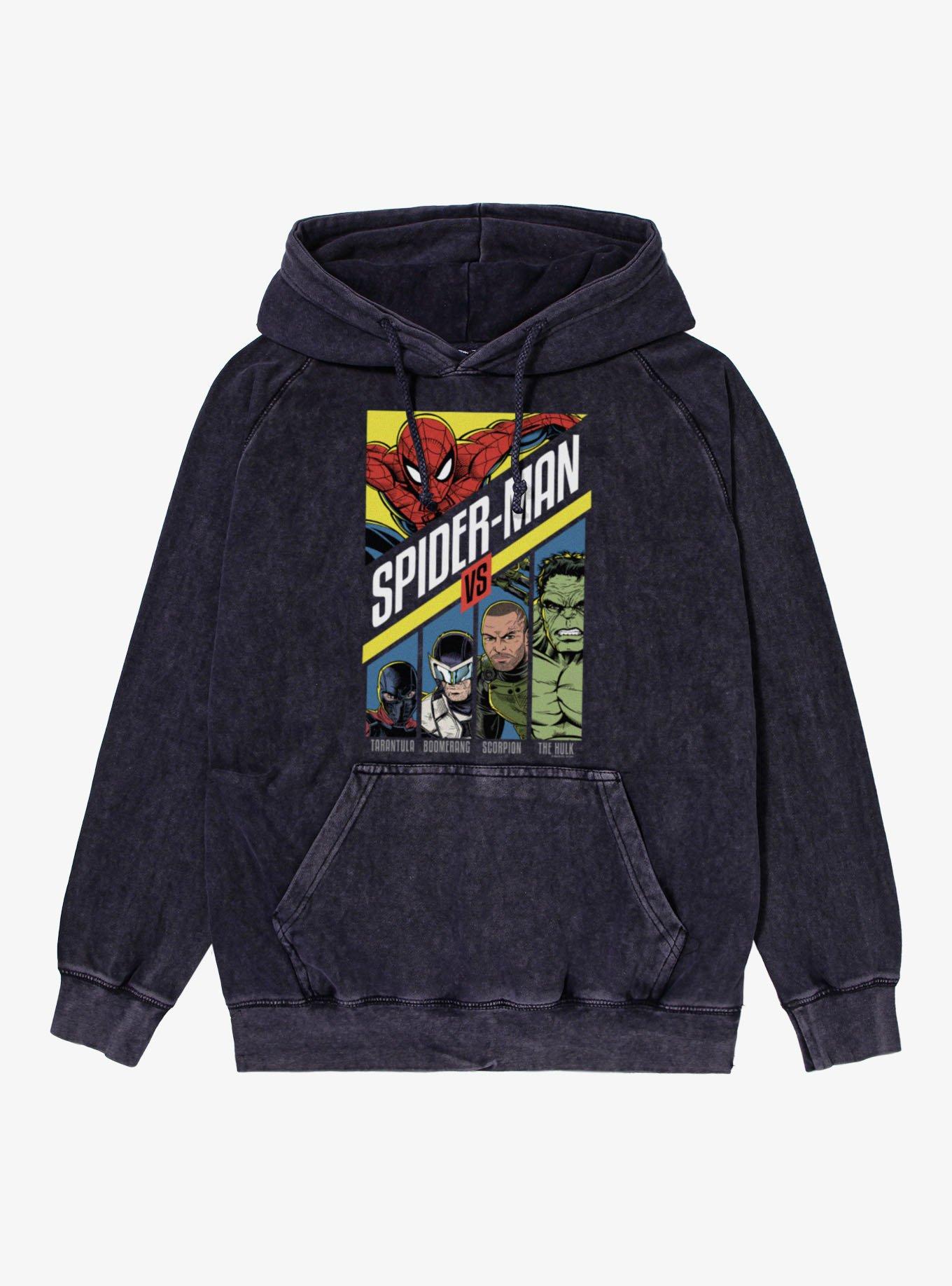 Marvel Spider-Man Brand New Day Vs Tarantula Boomerang Scorpion Hulk Vintage Mineral Washed Hoodie, , hi-res