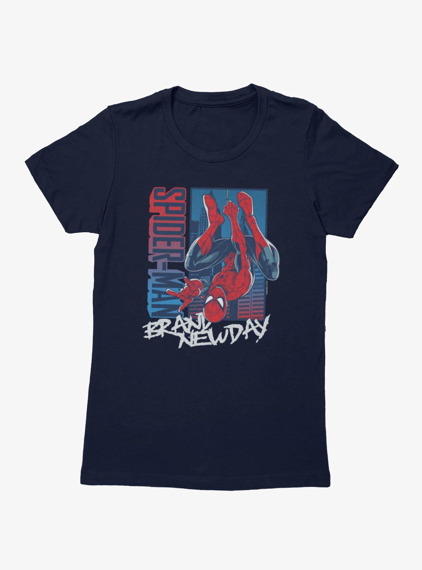 Marvel Spider-Man Brand New Day Blue And Red Upside Down Hero Womens T-Shirt, , hi-res