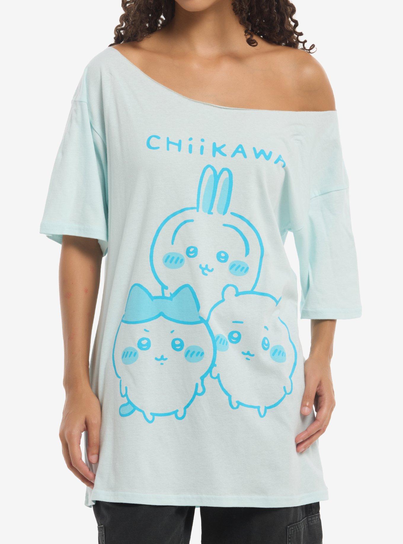 Chiikawa Trio Girls Oversized Off-Shoulder T-Shirt