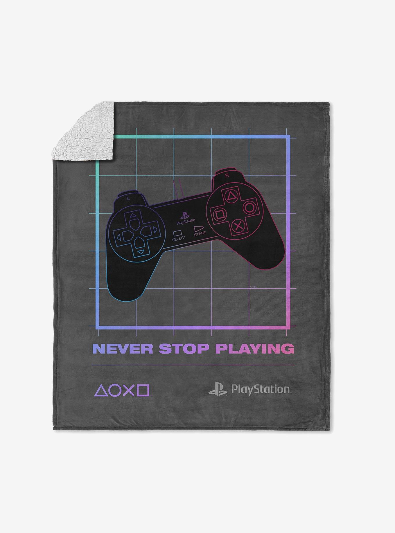 PlayStation Never Stop Playing Silk Touch Sherpa Throw Blanket, , hi-res