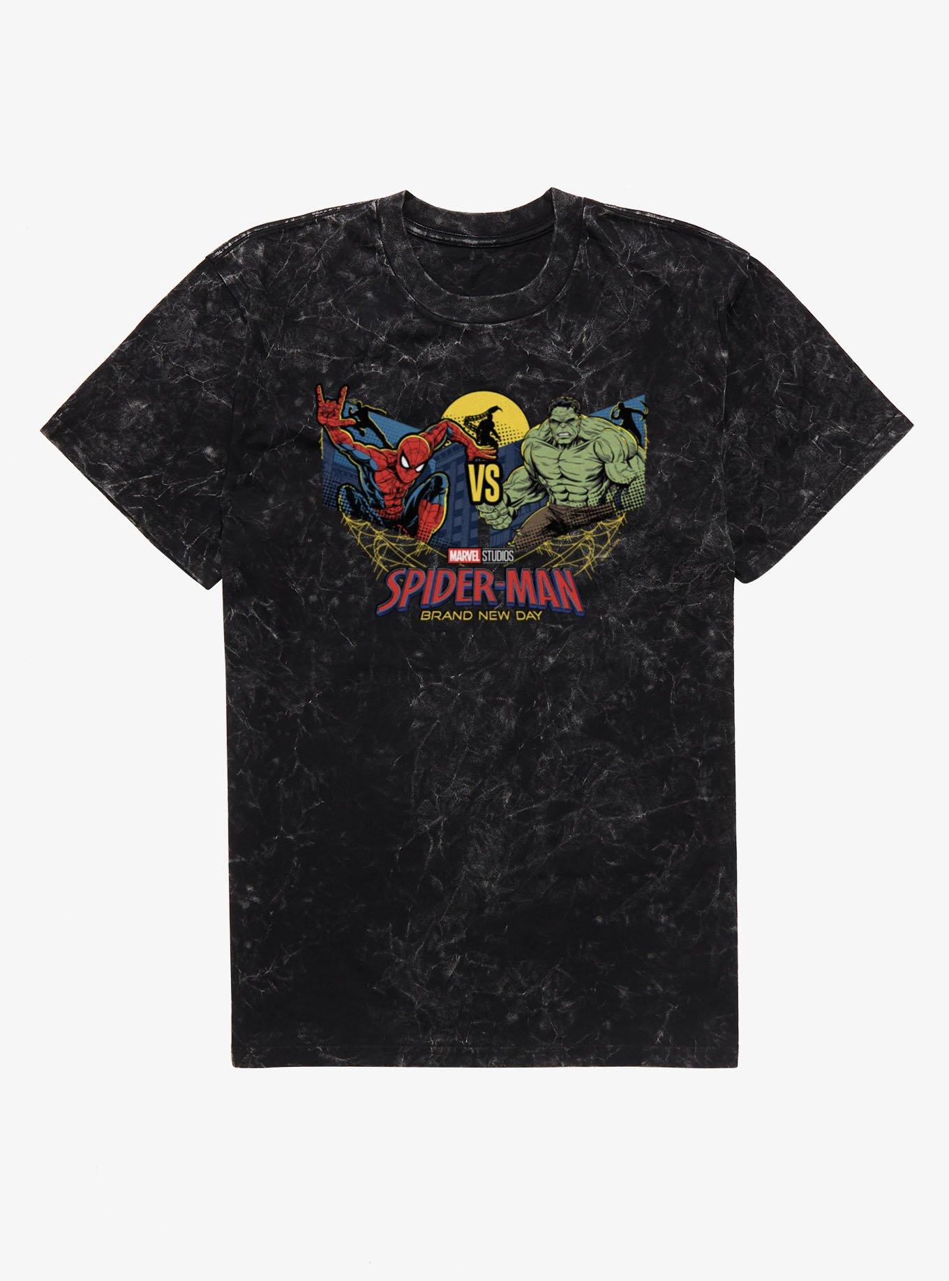 Marvel Spider-Man Brand New Day Vs Hulk Moonlit Fight Mineral Wash T-Shirt, , hi-res