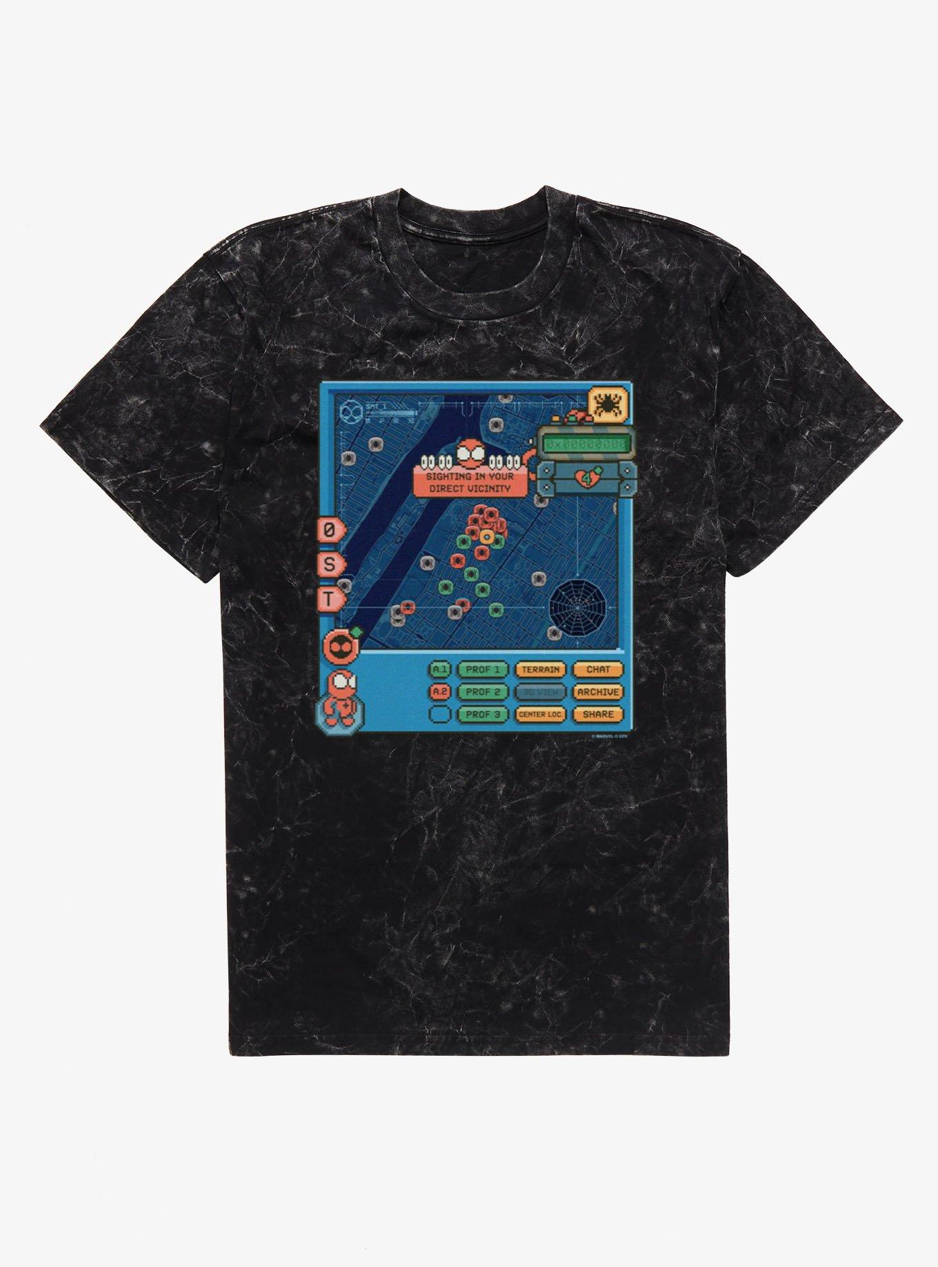 Marvel Spider-Man Brand New Day 8-Bit Map Game Radar Mineral Wash T-Shirt, , hi-res