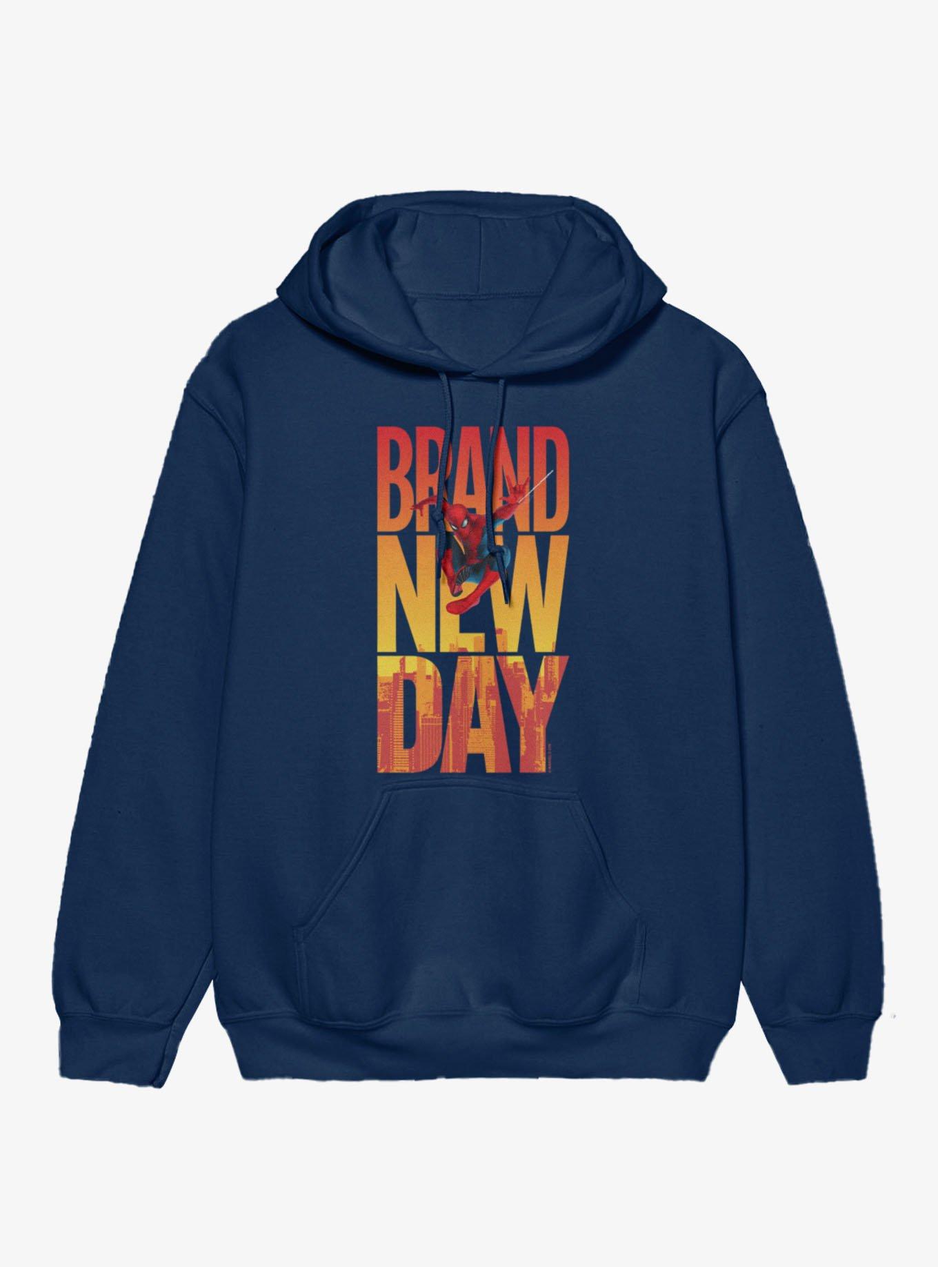 Marvel Spider-Man Brand New Day Swing Over City Letters Hoodie, , hi-res