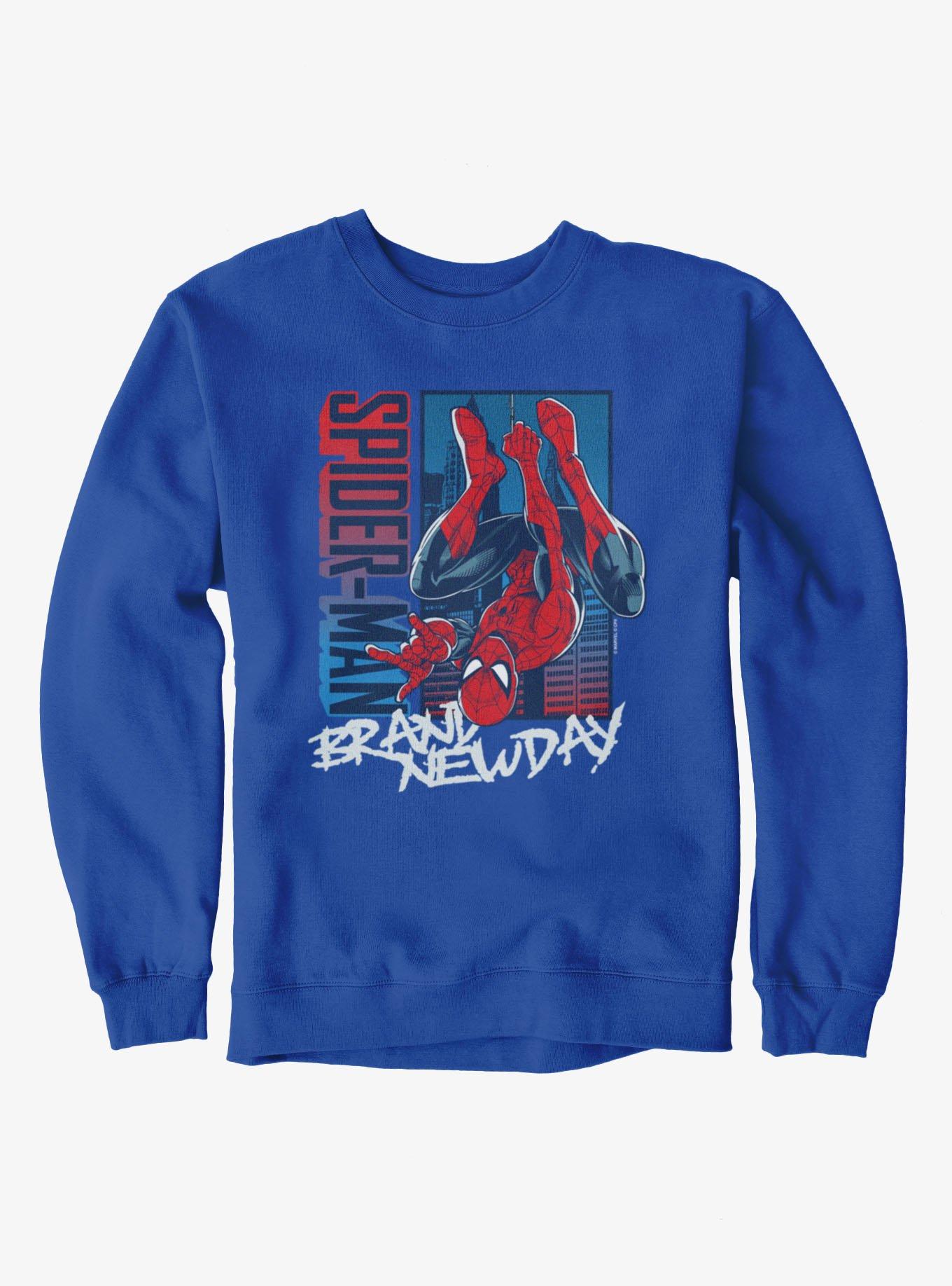 Marvel Spider-Man Brand New Day Blue And Red Upside Down Hero Sweatshirt, , hi-res