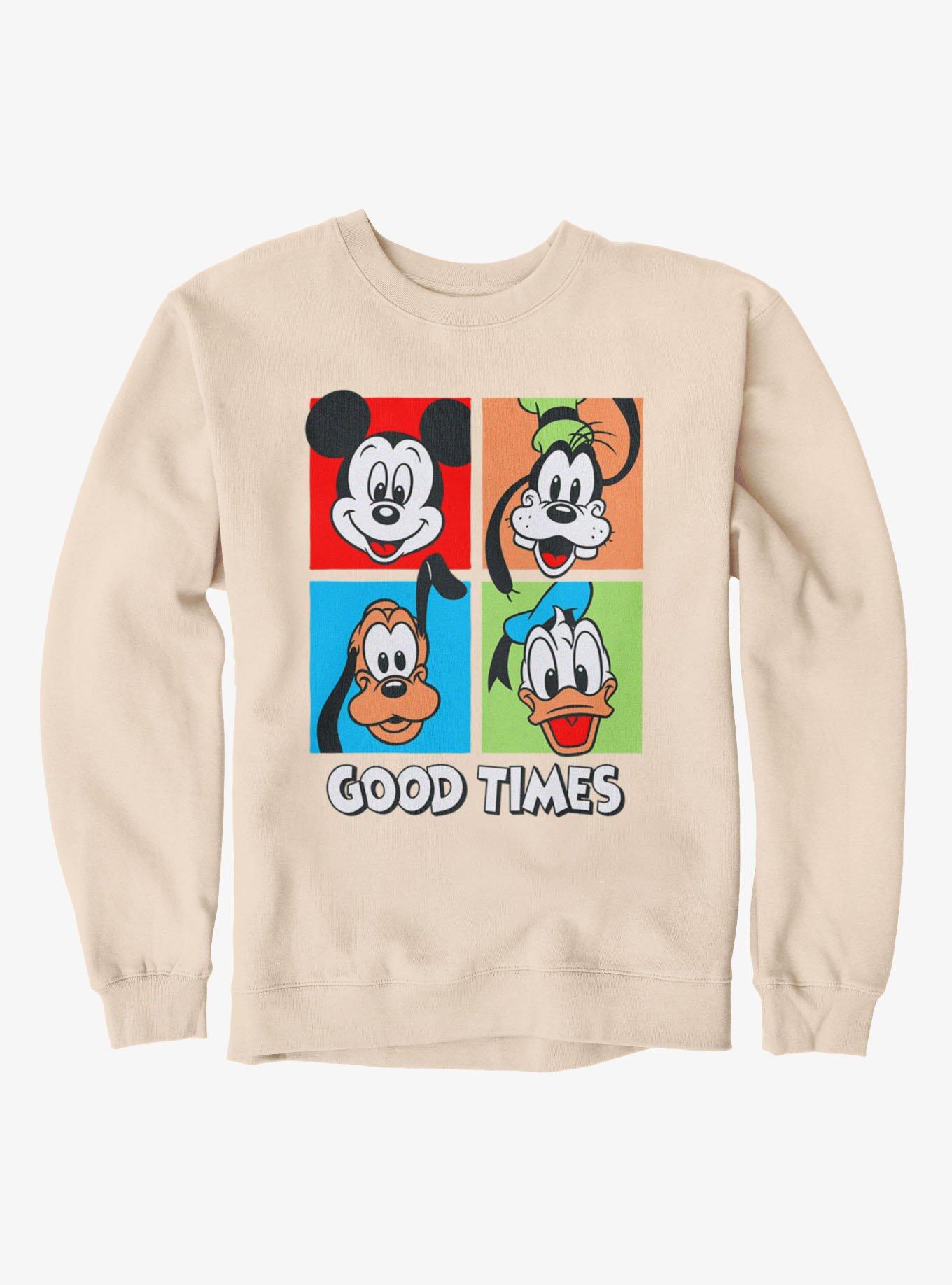 Disney Mickey Mouse Good Times Squares Donald Goofy Pluto Sweatshirt, , hi-res