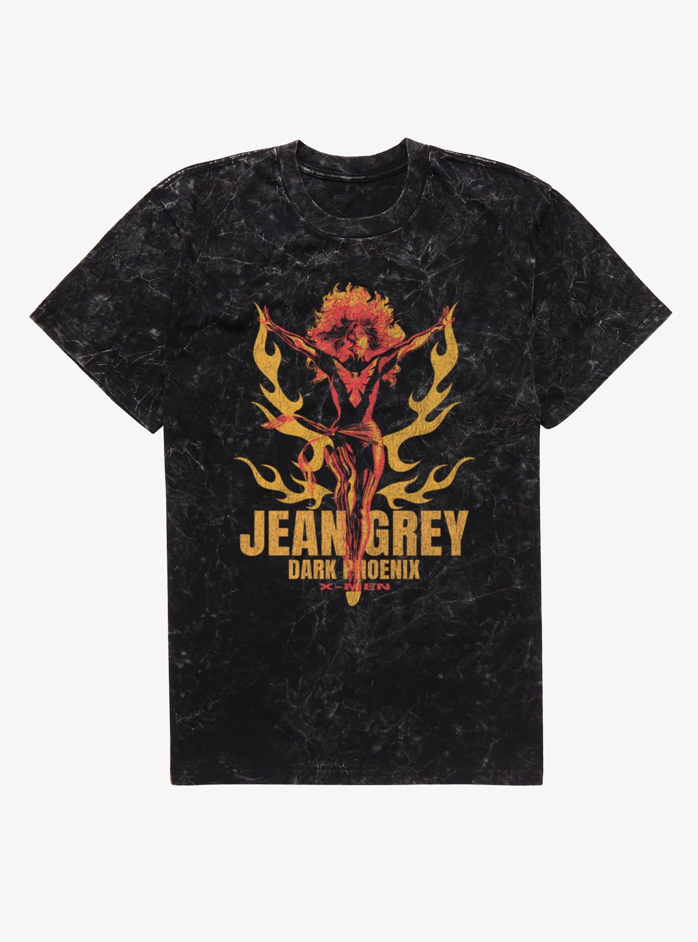 Marvel X-Men Jean Grey Dark Phoenix Orange And Red Flames Mineral Wash T-Shirt, , hi-res